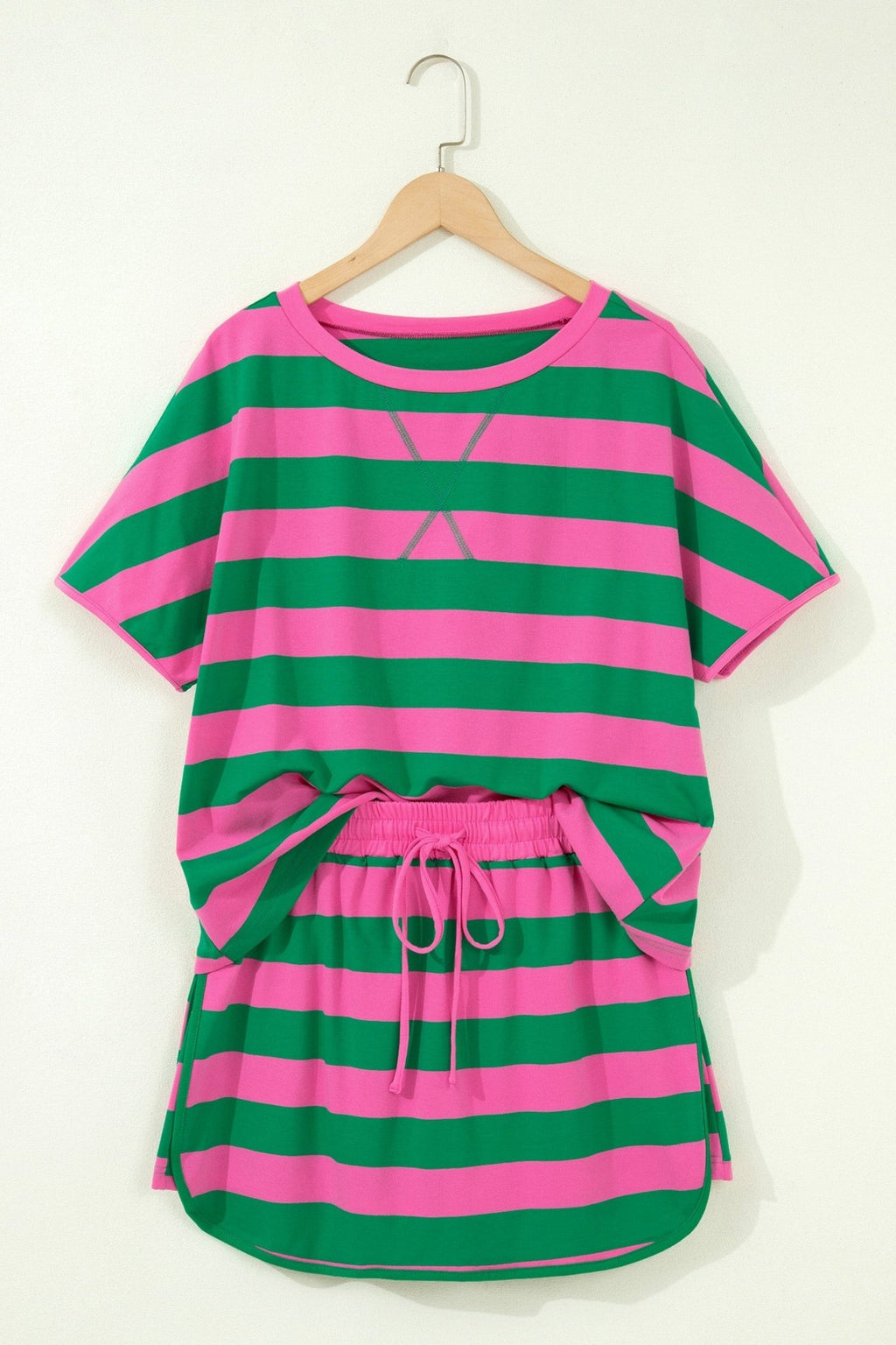 Stripe Dolman Tee & Drawstring Skort Set - Rooted & Reckless Co.