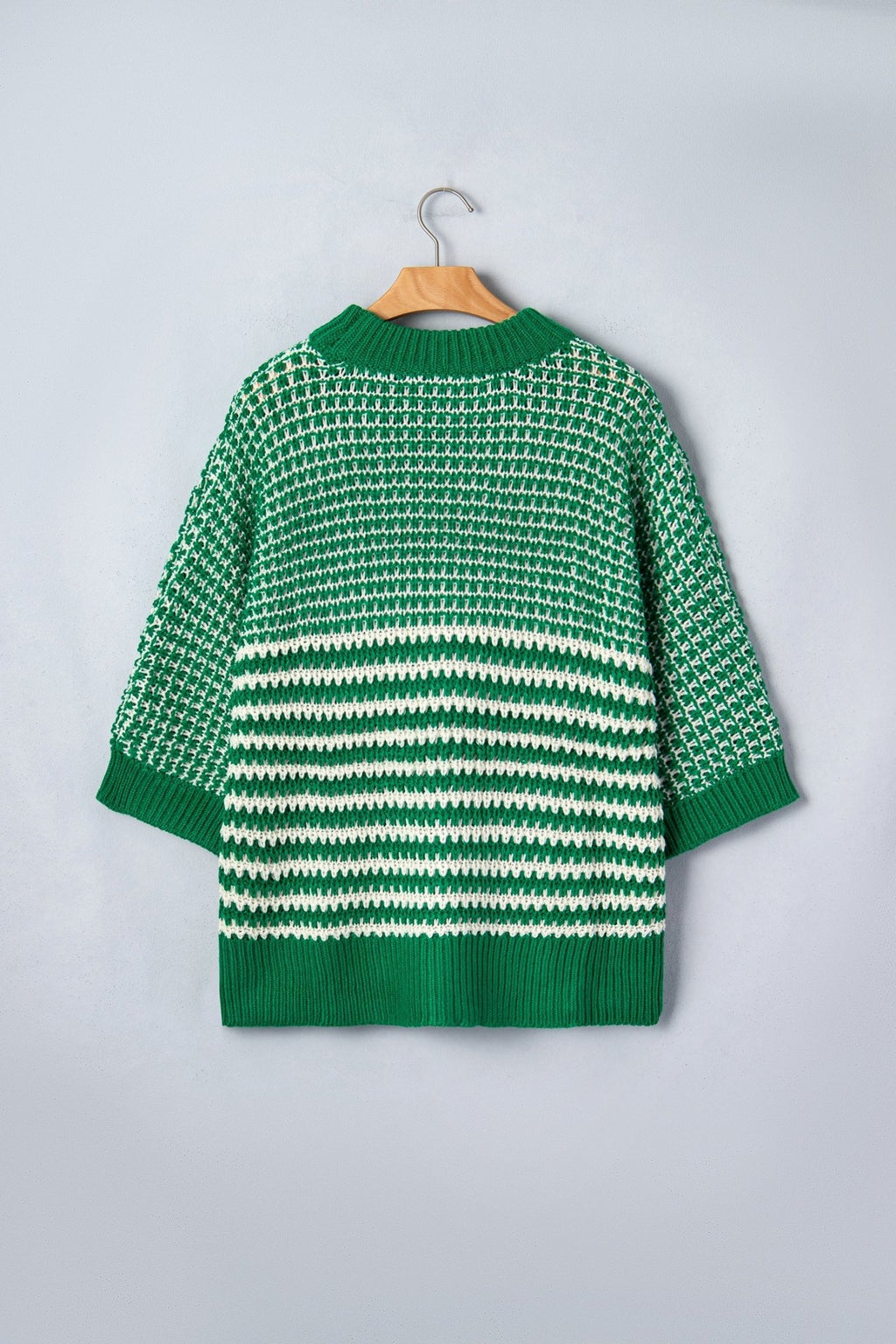 Stripe Draped 3/4 Sleeve Slouchy Sweater - Rooted & Reckless Co.