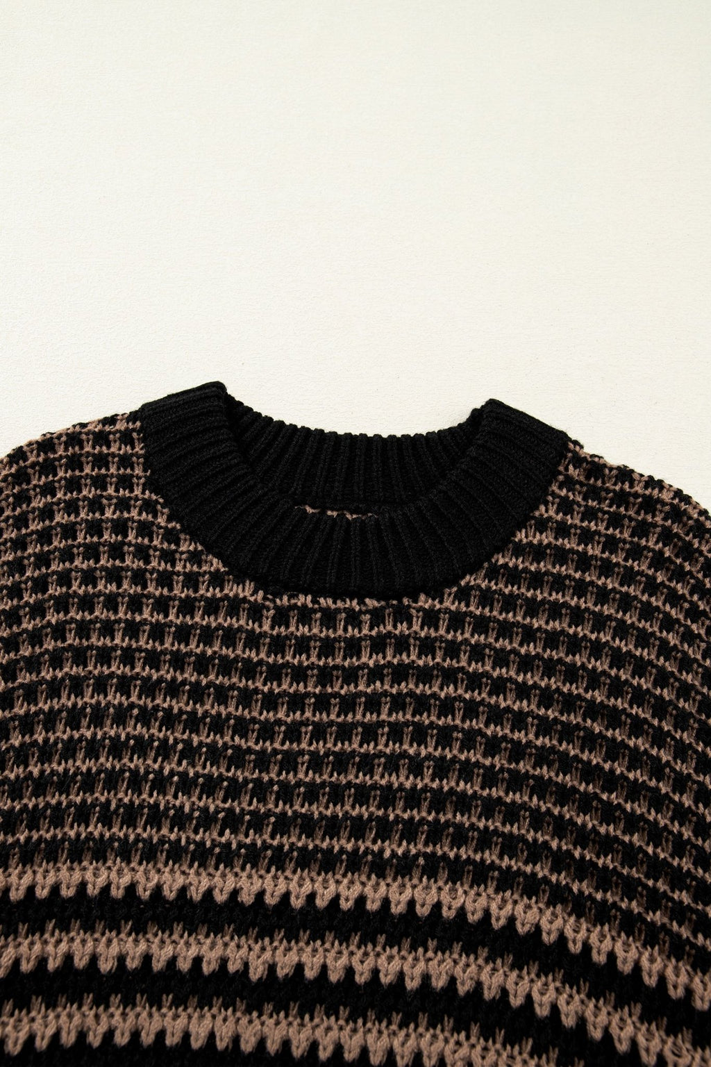 Stripe Draped 3/4 Sleeve Slouchy Sweater - Rooted & Reckless Co.