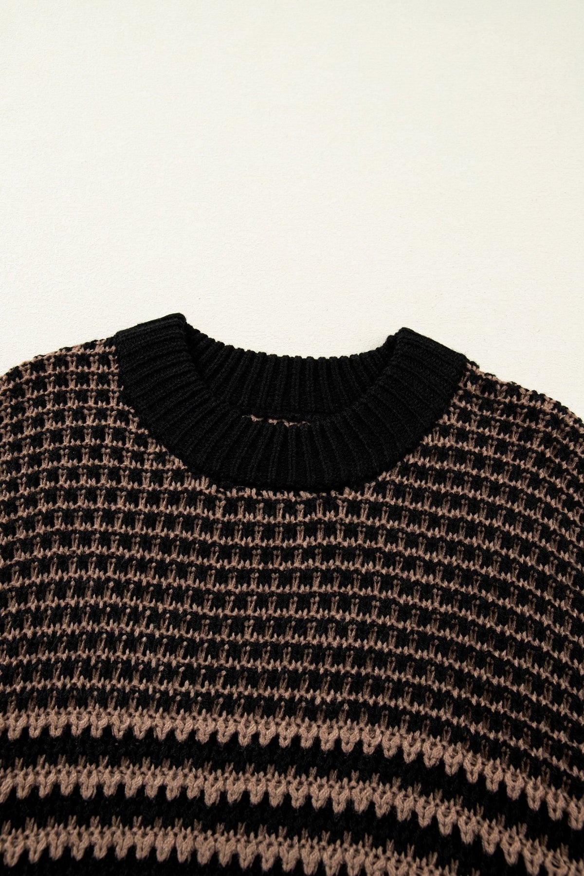 Stripe Draped 3/4 Sleeve Slouchy Sweater - Rooted & Reckless Co.