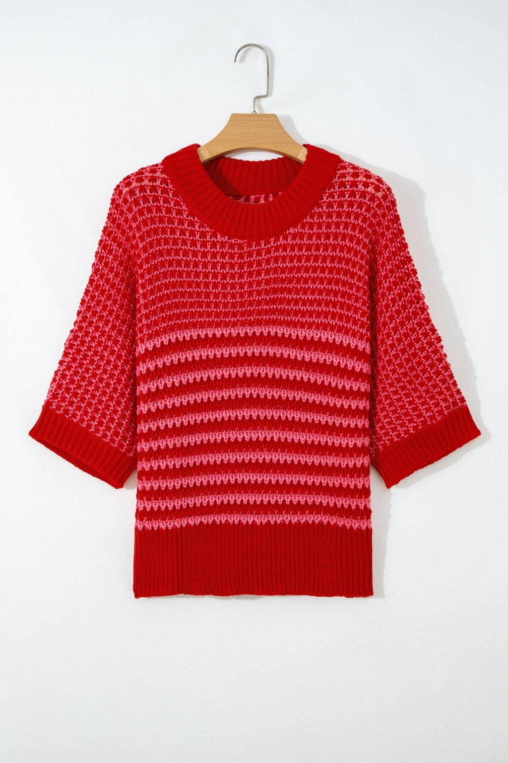 Stripe Draped 3/4 Sleeve Slouchy Sweater - Rooted & Reckless Co.