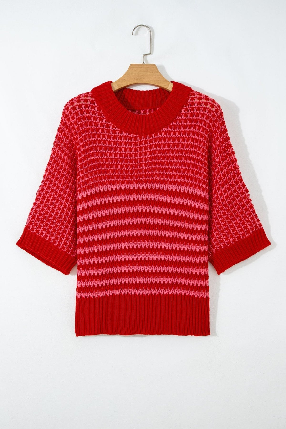 Stripe Draped 3/4 Sleeve Slouchy Sweater - Rooted & Reckless Co.