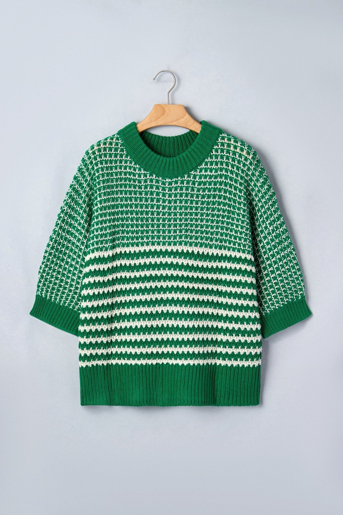Stripe Draped 3/4 Sleeve Slouchy Sweater - Rooted & Reckless Co.