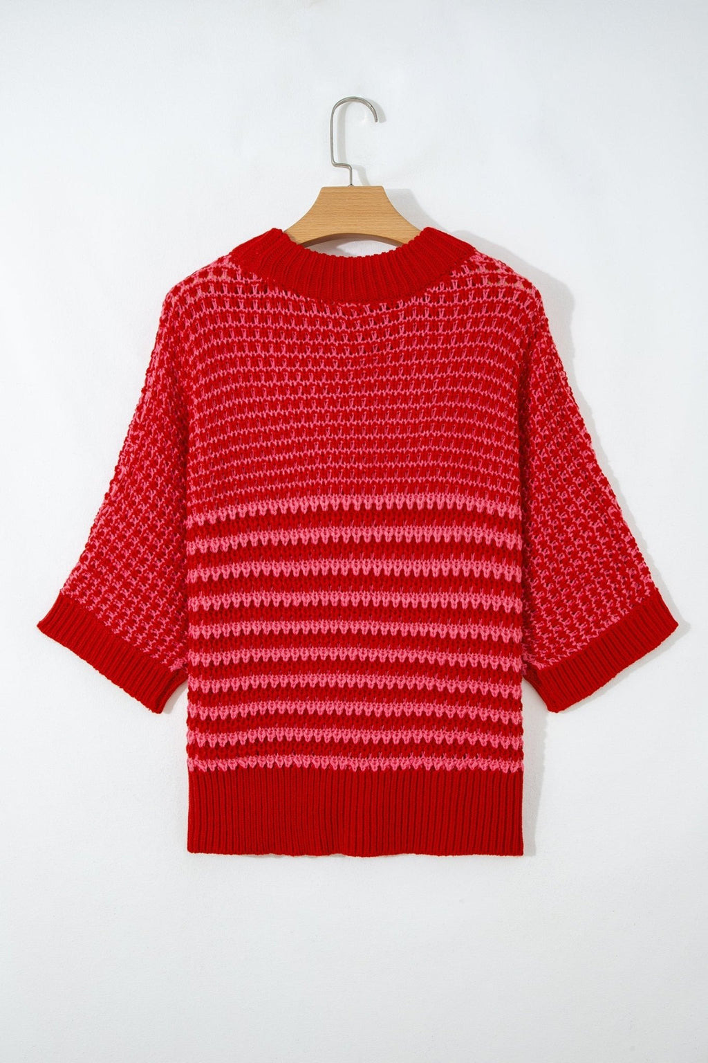 Stripe Draped 3/4 Sleeve Slouchy Sweater - Rooted & Reckless Co.