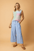 Stripe Drawstring Elastic Waist Wide Leg Pants - Rooted & Reckless Co.