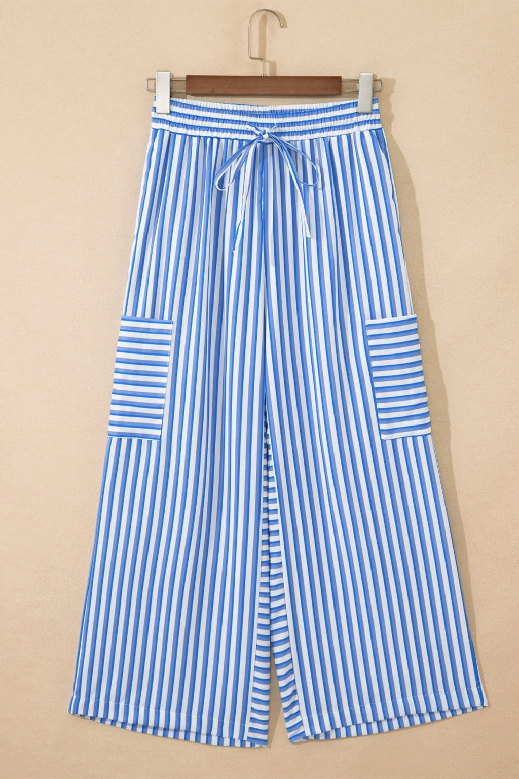 Stripe Drawstring Elastic Waist Wide Leg Pants - Rooted & Reckless Co.
