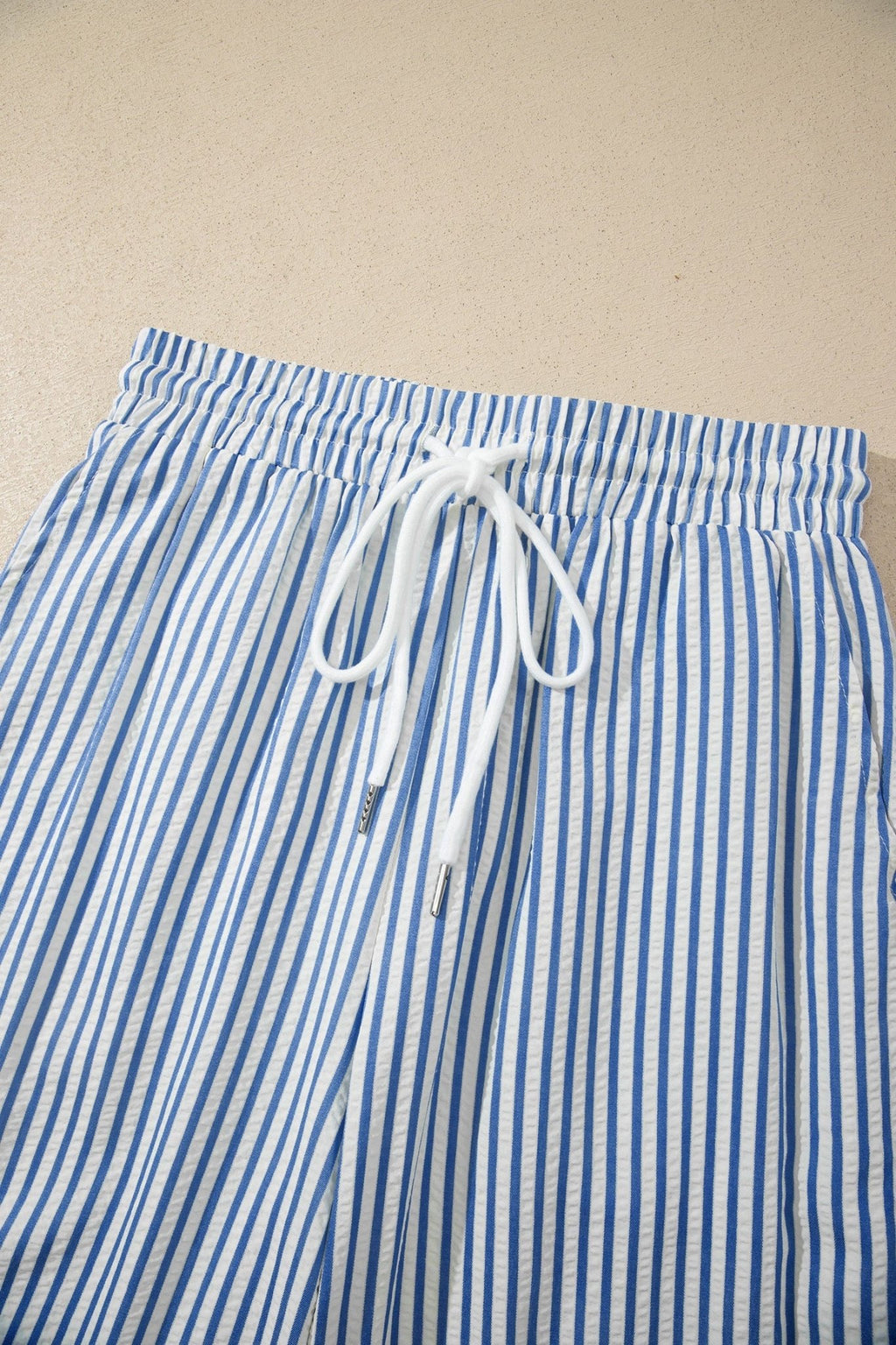 Stripe Drawstring Elastic Waist Wide Leg Pants - Rooted & Reckless Co.