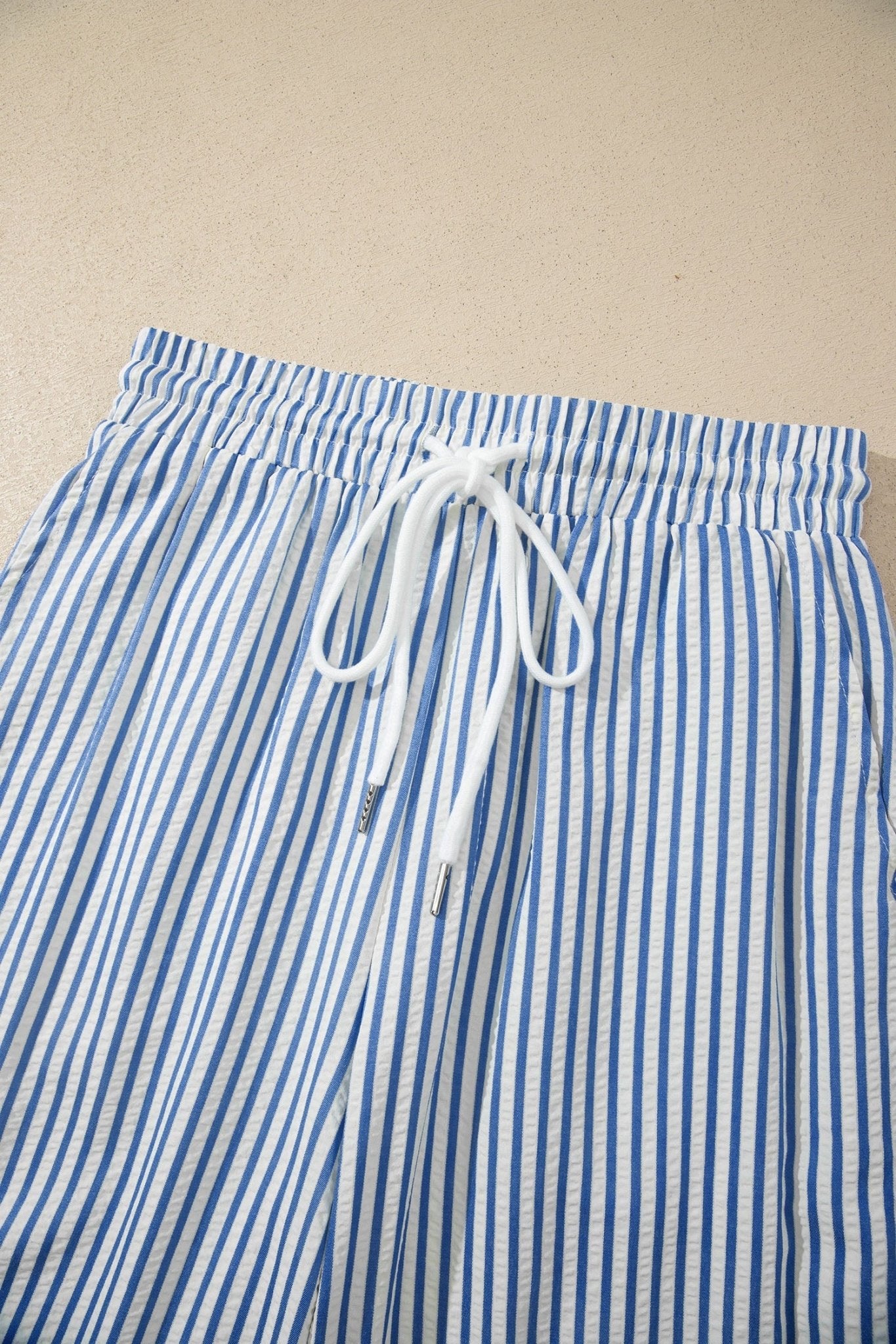 Stripe Drawstring Elastic Waist Wide Leg Pants - Rooted & Reckless Co.