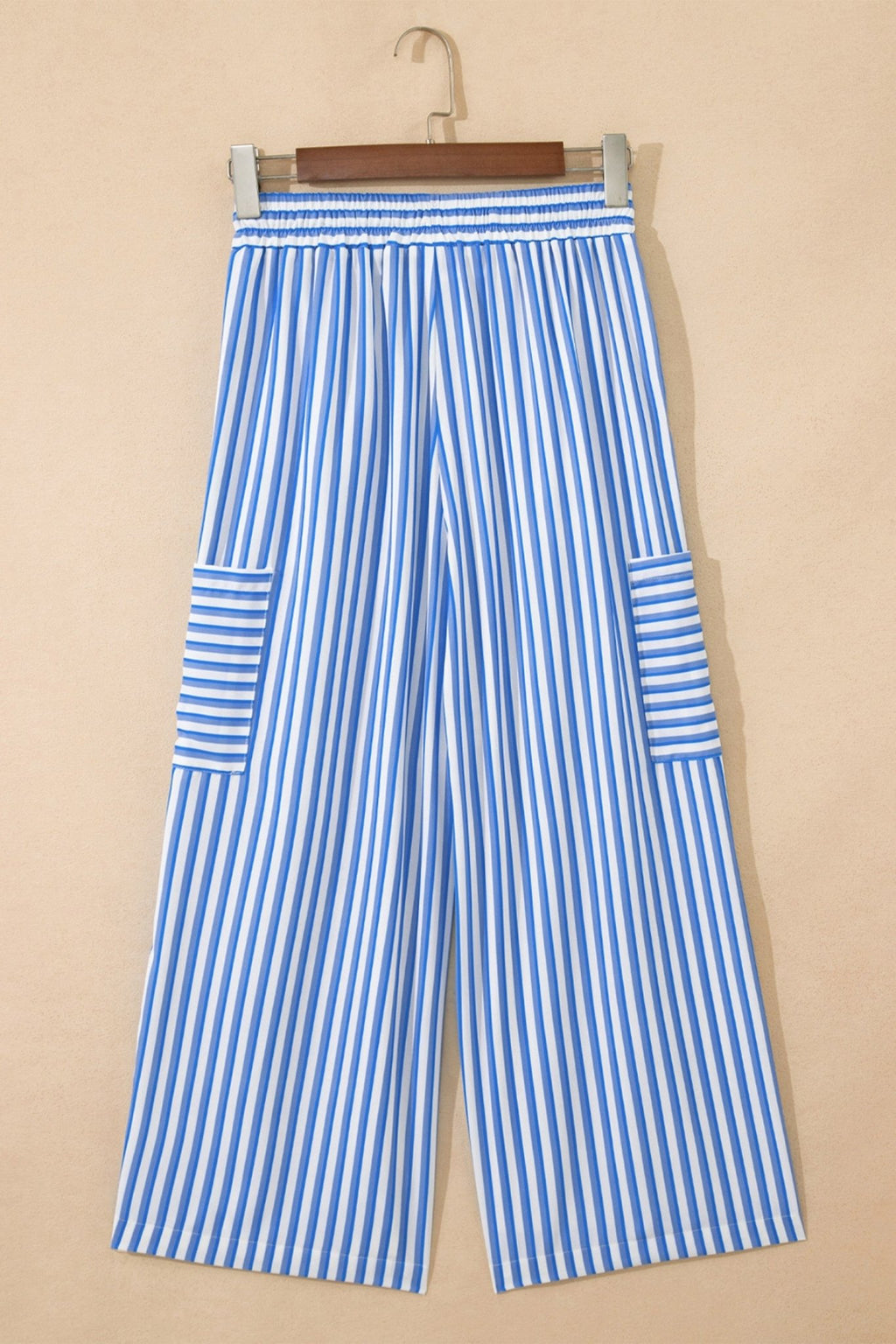 Stripe Drawstring Elastic Waist Wide Leg Pants - Rooted & Reckless Co.