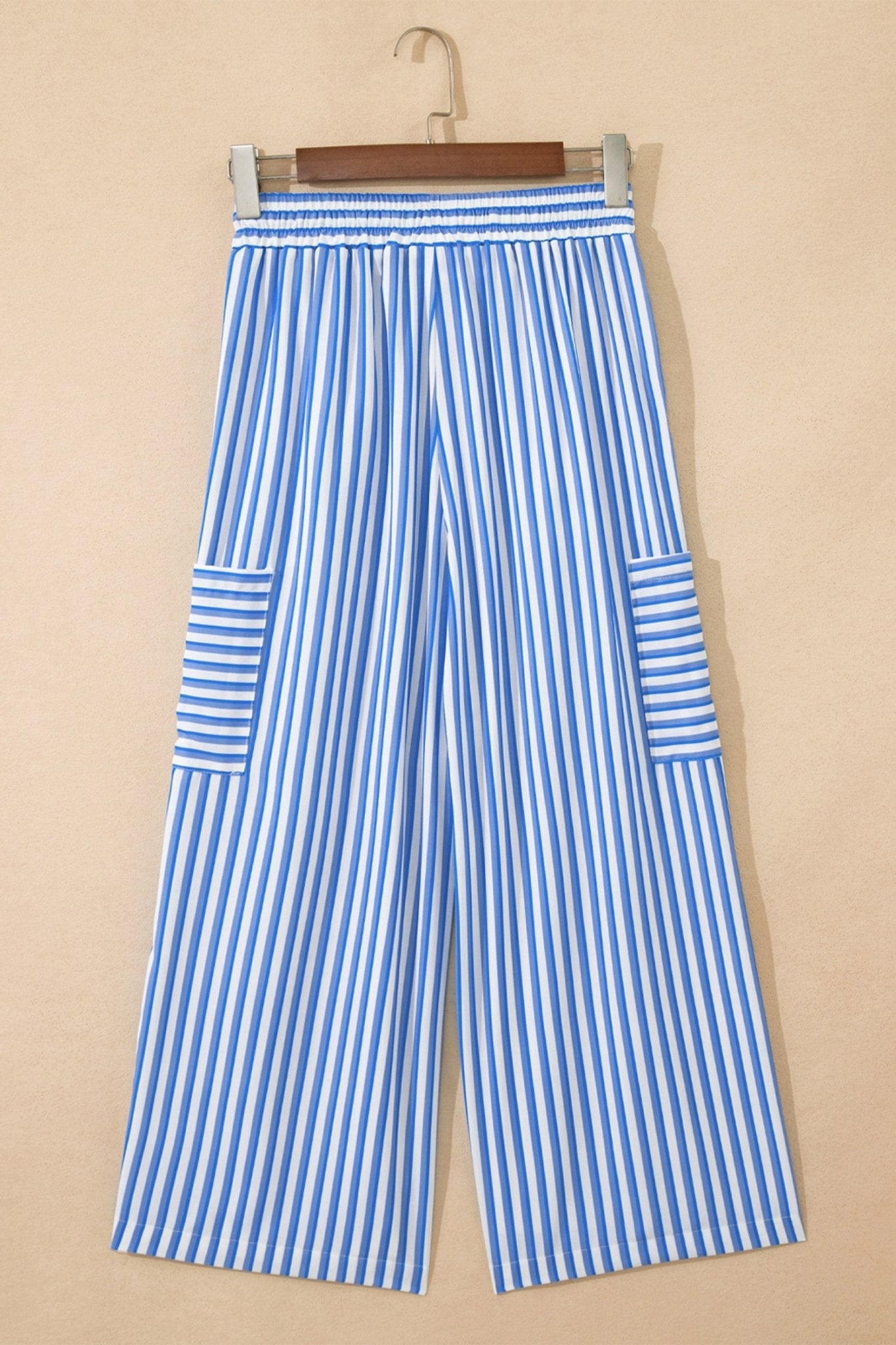 Stripe Drawstring Elastic Waist Wide Leg Pants - Rooted & Reckless Co.
