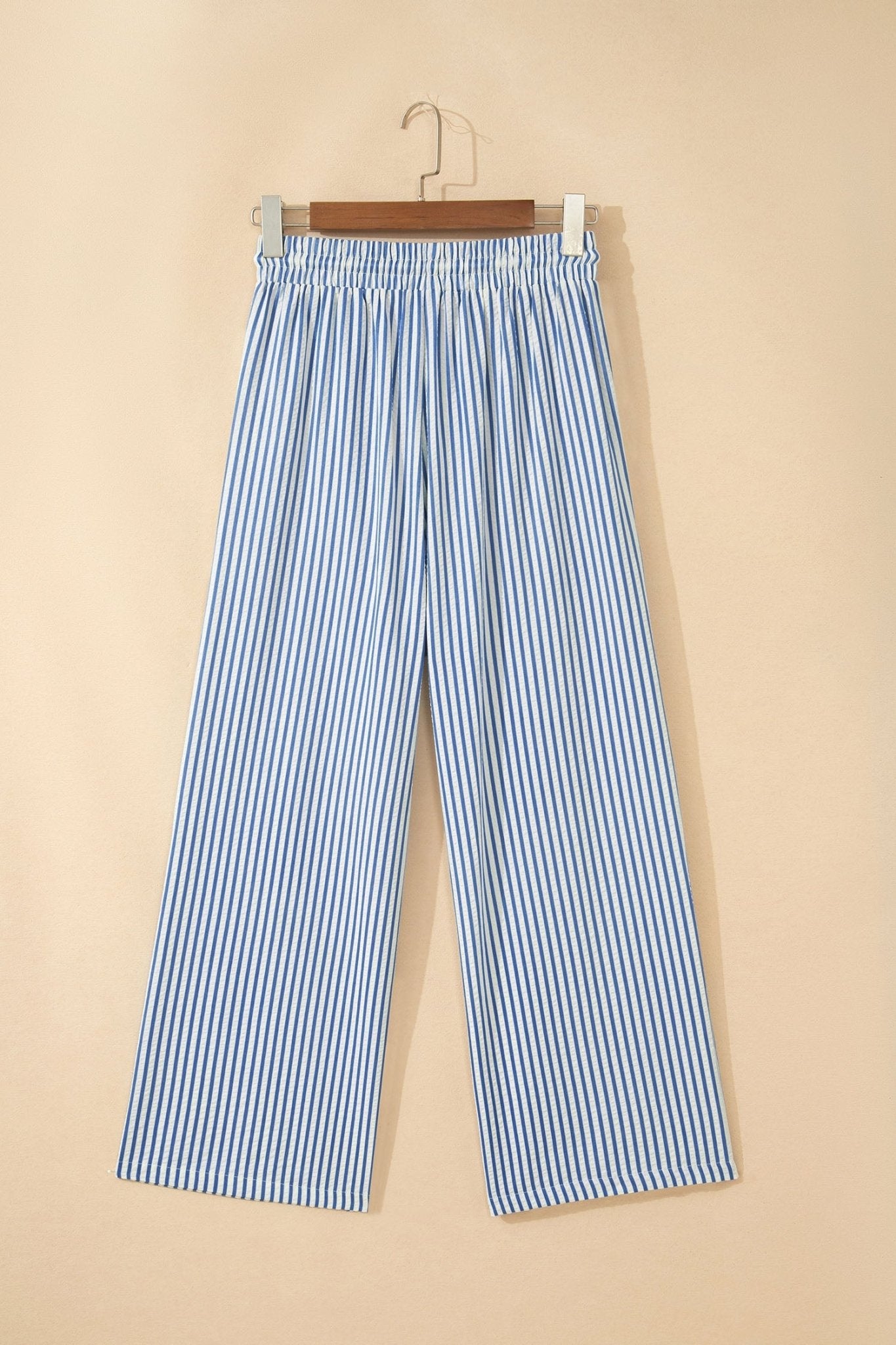 Stripe Drawstring Elastic Waist Wide Leg Pants - Rooted & Reckless Co.