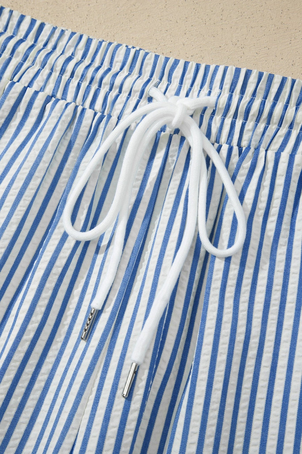 Stripe Drawstring Elastic Waist Wide Leg Pants - Rooted & Reckless Co.