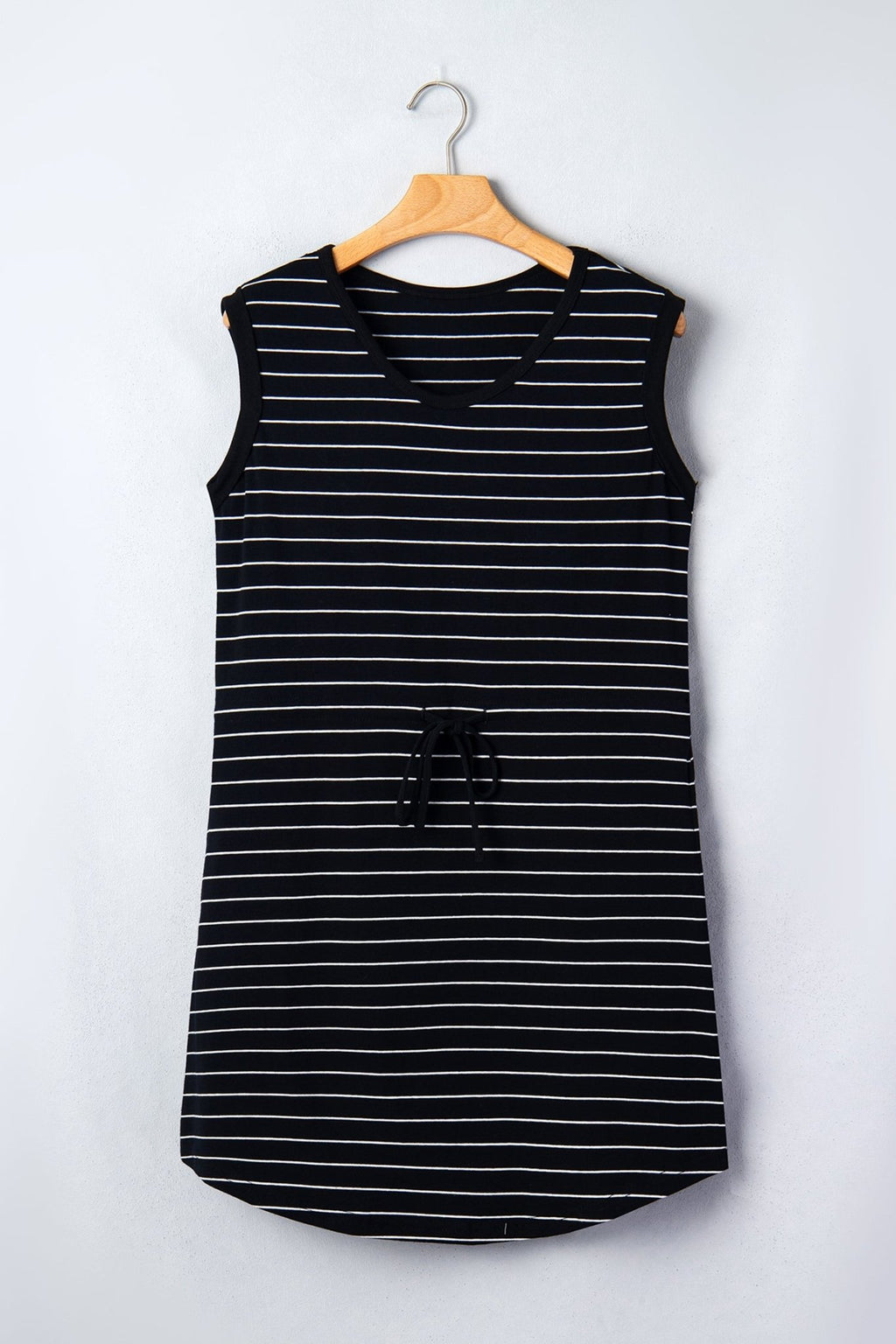 Stripe Drawstring Waist Pocketed Mini Dress - Rooted & Reckless Co.