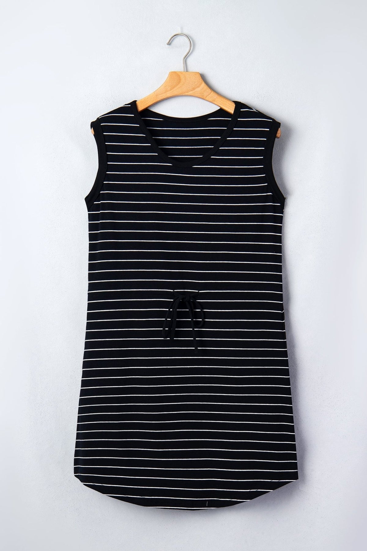 Stripe Drawstring Waist Pocketed Mini Dress - Rooted & Reckless Co.