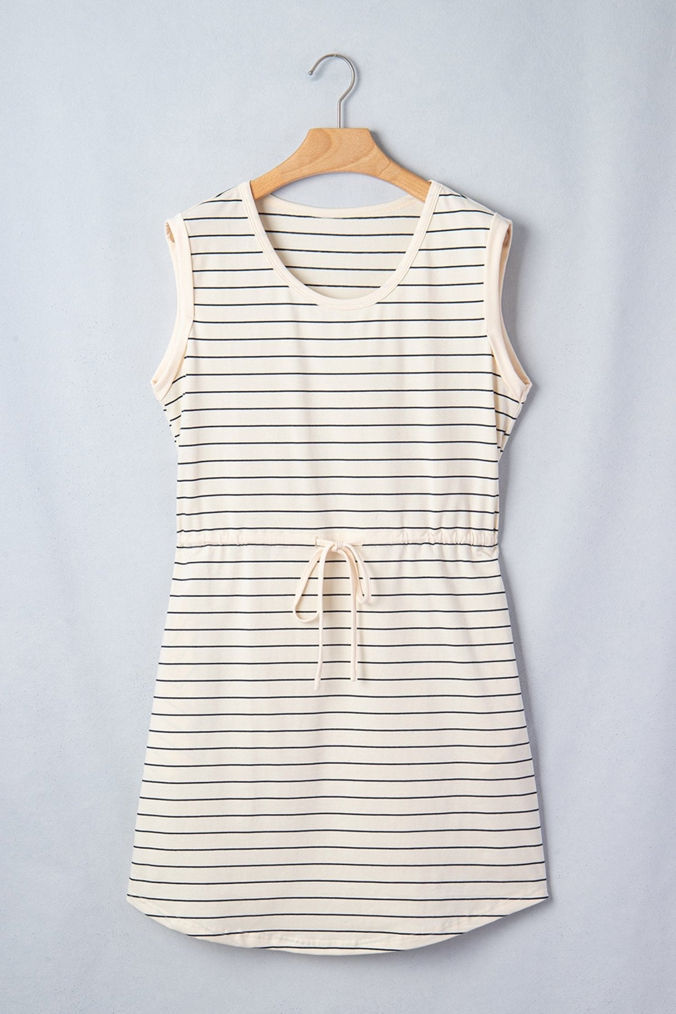 Stripe Drawstring Waist Pocketed Mini Dress - Rooted & Reckless Co.
