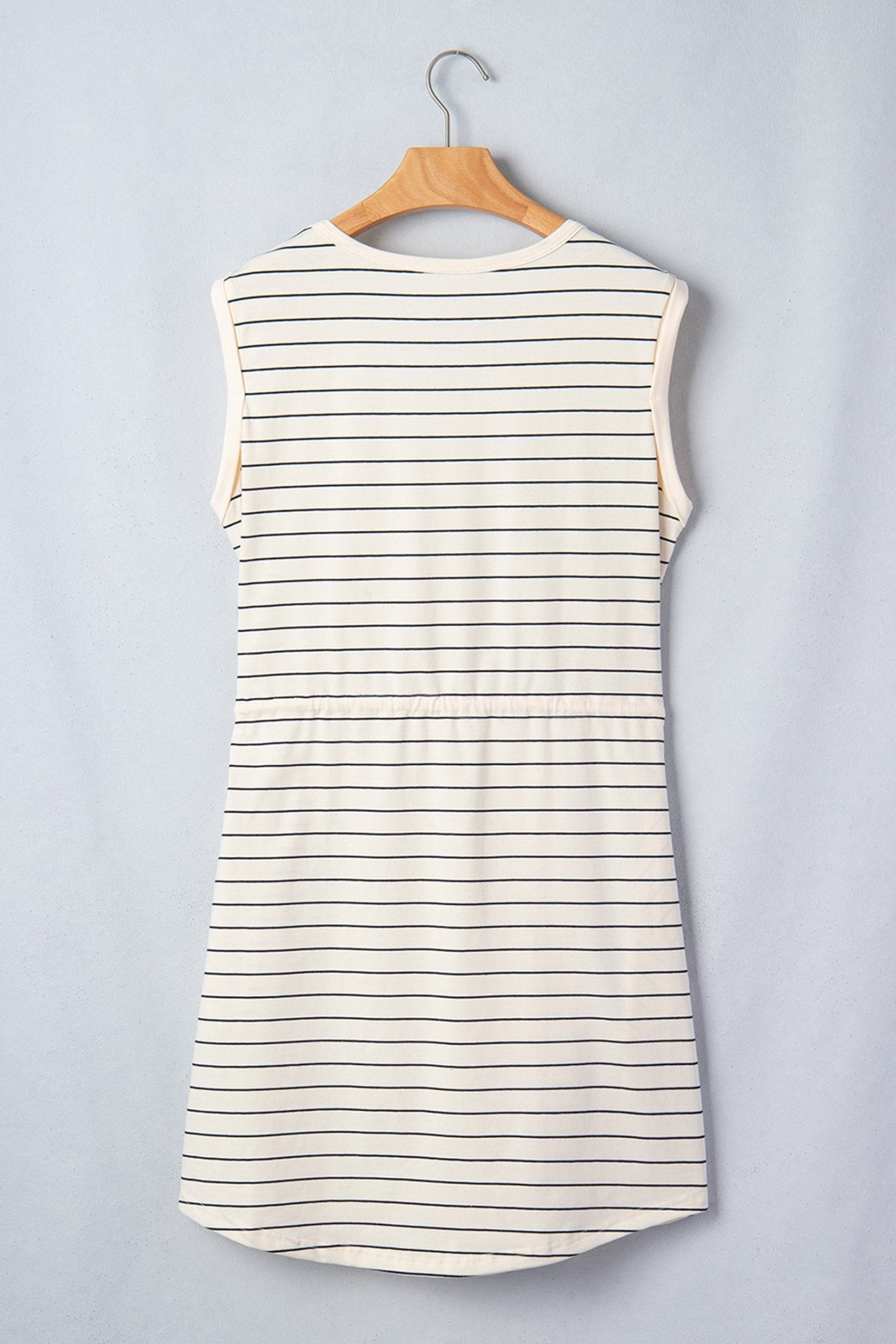 Stripe Drawstring Waist Pocketed Mini Dress - Rooted & Reckless Co.