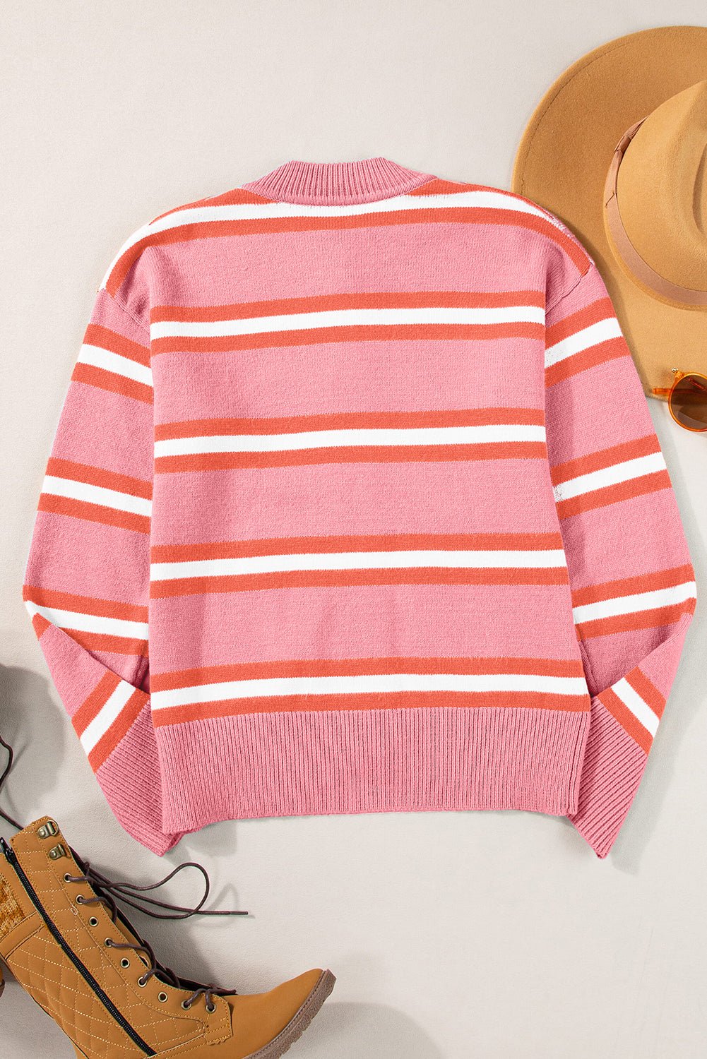 Stripe Drop Shoulder Buttoned Cardigan Sweater - Rooted & Reckless Co.