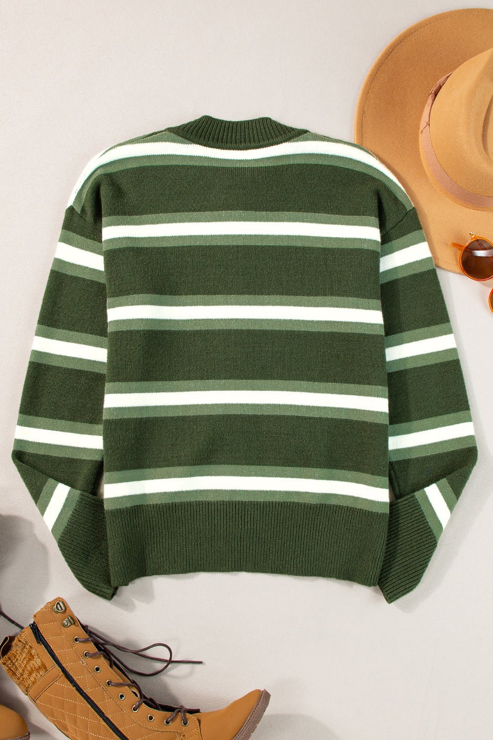 Stripe Drop Shoulder Buttoned Cardigan Sweater - Rooted & Reckless Co.