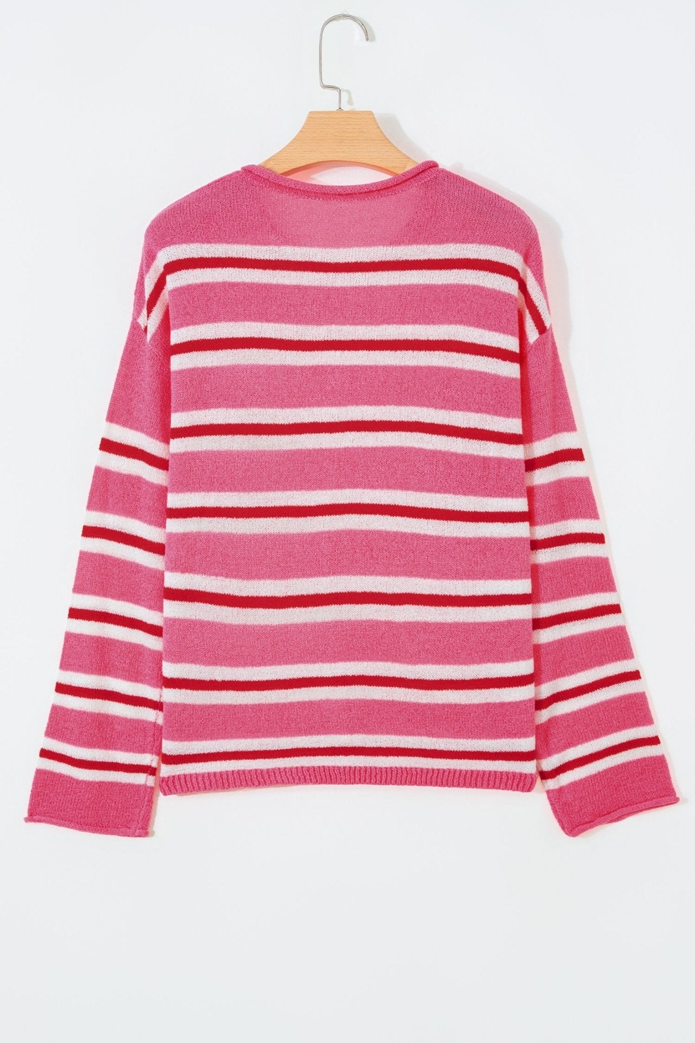 Stripe Drop Shoulder Buttoned Knit Cardigan - Rooted & Reckless Co.