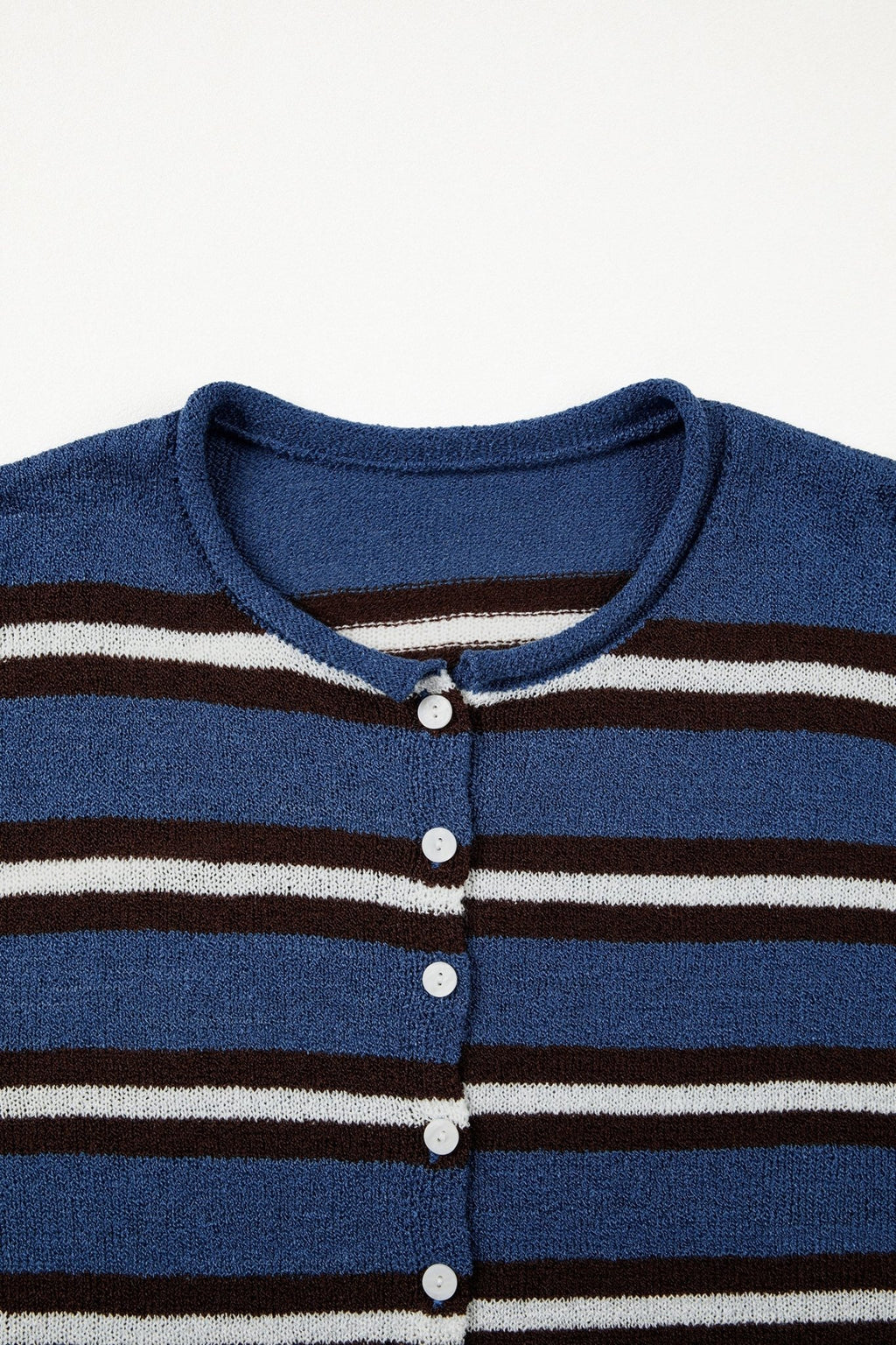 Stripe Drop Shoulder Buttoned Knit Cardigan - Rooted & Reckless Co.