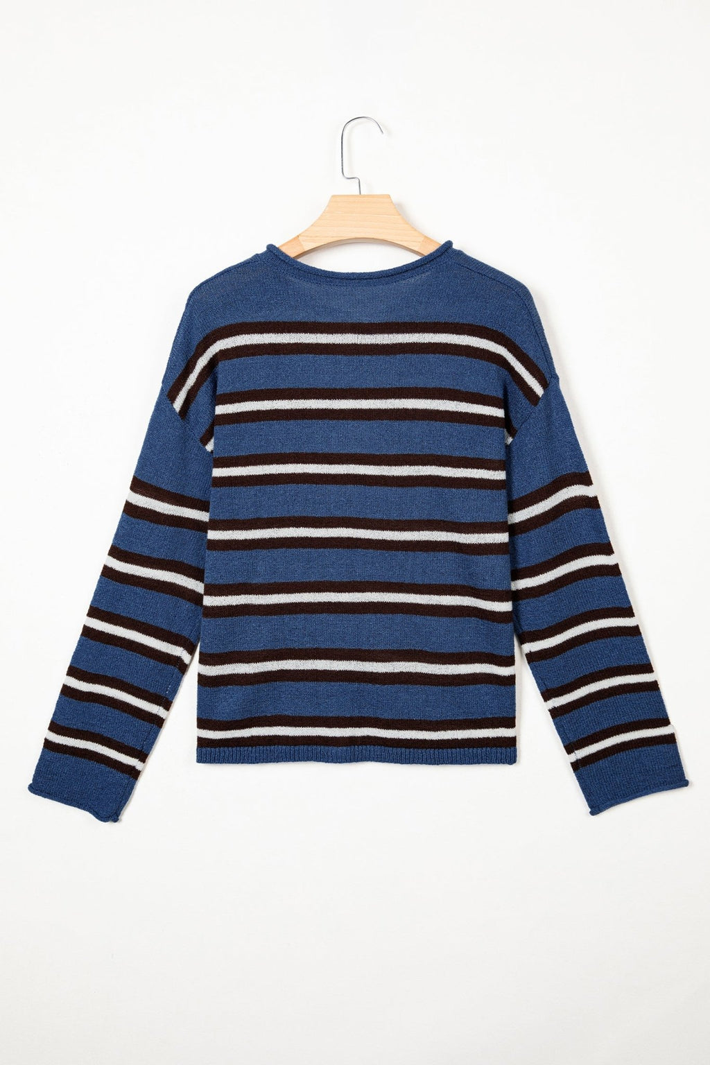 Stripe Drop Shoulder Buttoned Knit Cardigan - Rooted & Reckless Co.