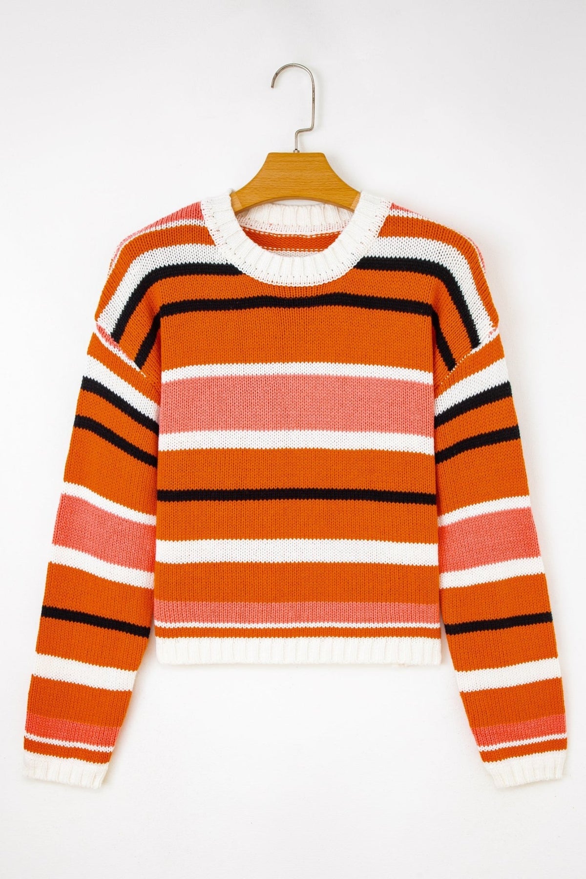 Stripe Drop Shoulder Cropped Pullover Sweater - Rooted & Reckless Co.