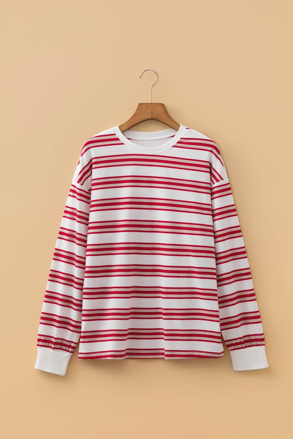 Stripe Drop Shoulder Long Sleeve Pullover Top - Rooted & Reckless Co.