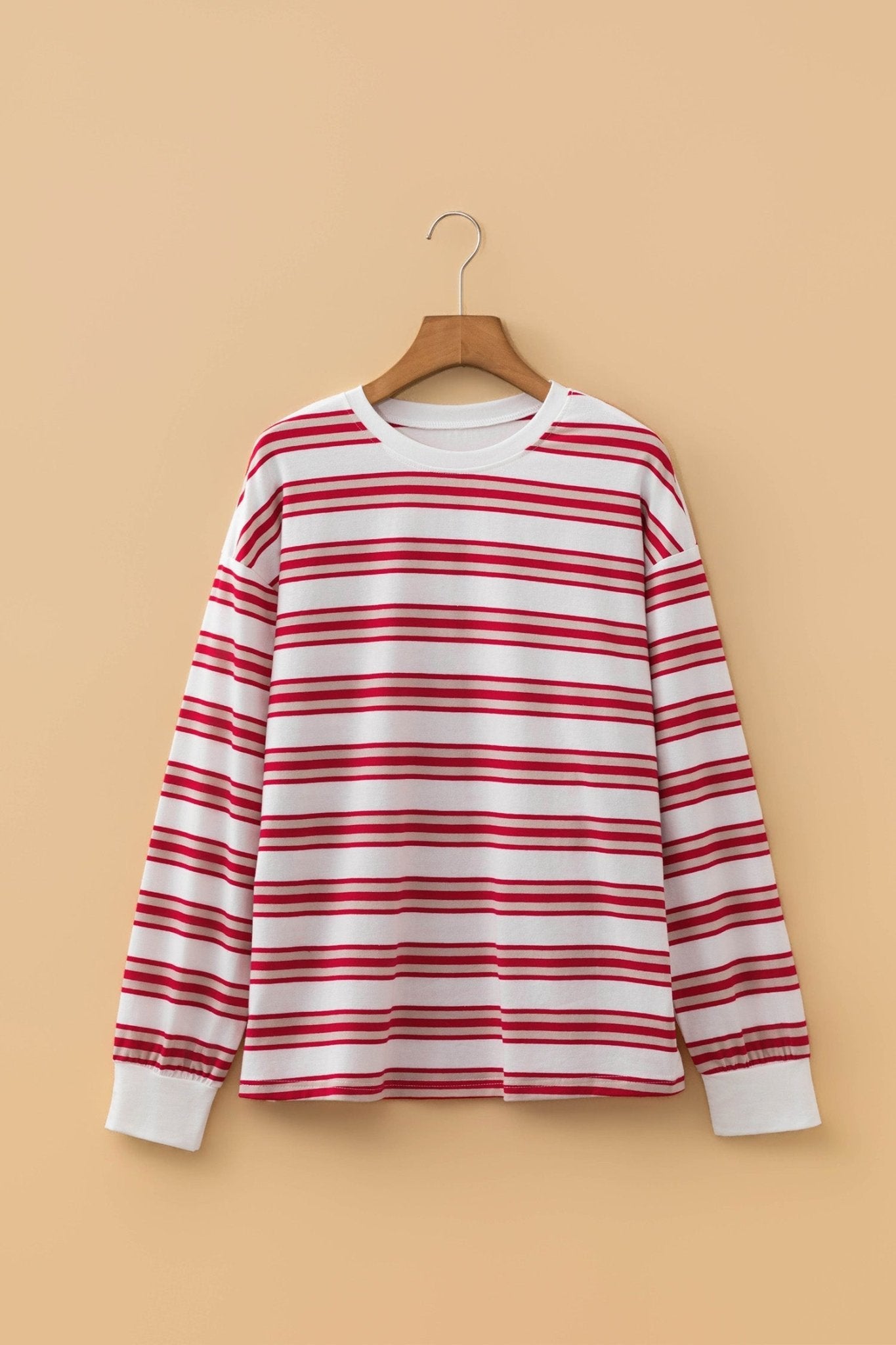 Stripe Drop Shoulder Long Sleeve Pullover Top - Rooted & Reckless Co.