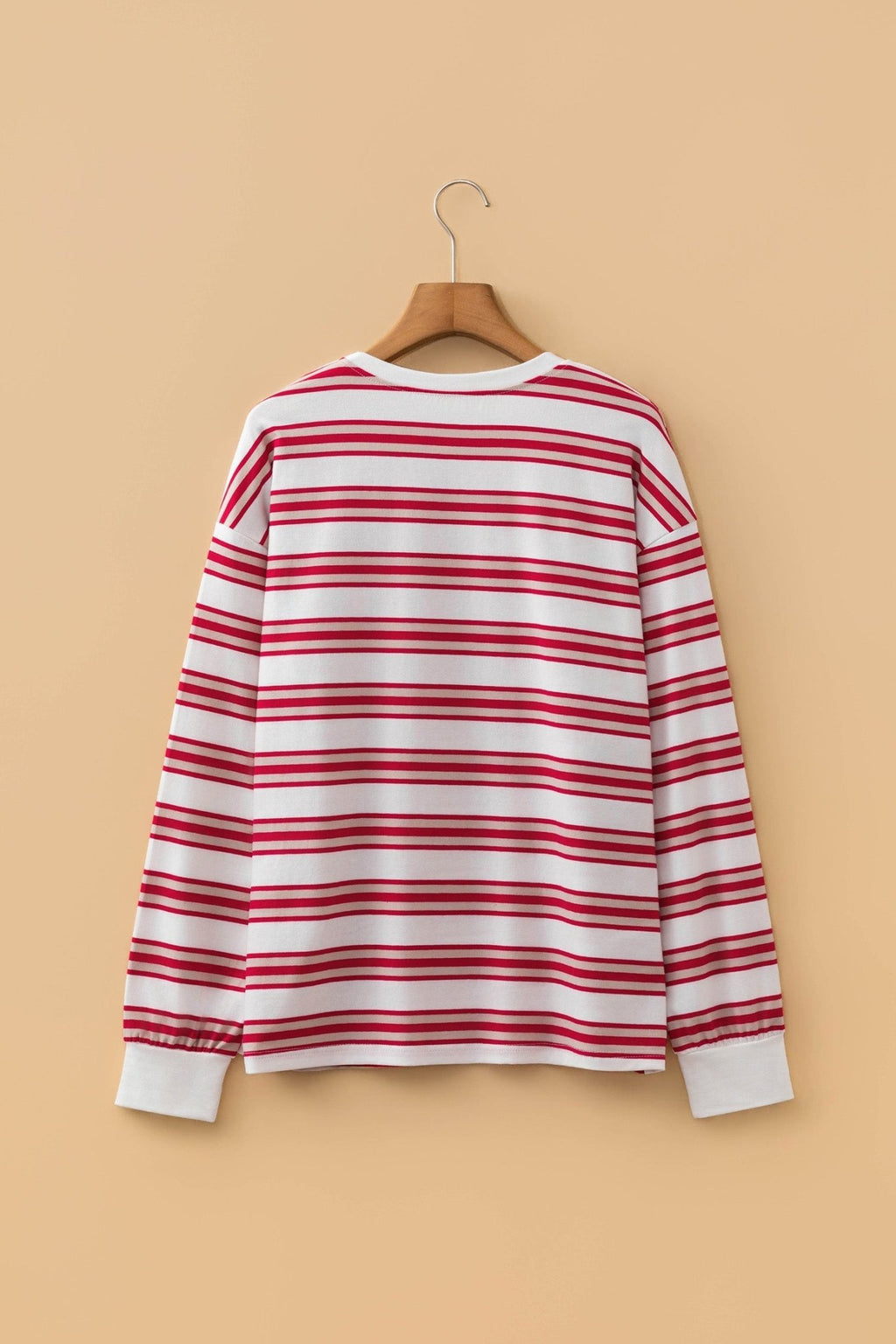 Stripe Drop Shoulder Long Sleeve Pullover Top - Rooted & Reckless Co.
