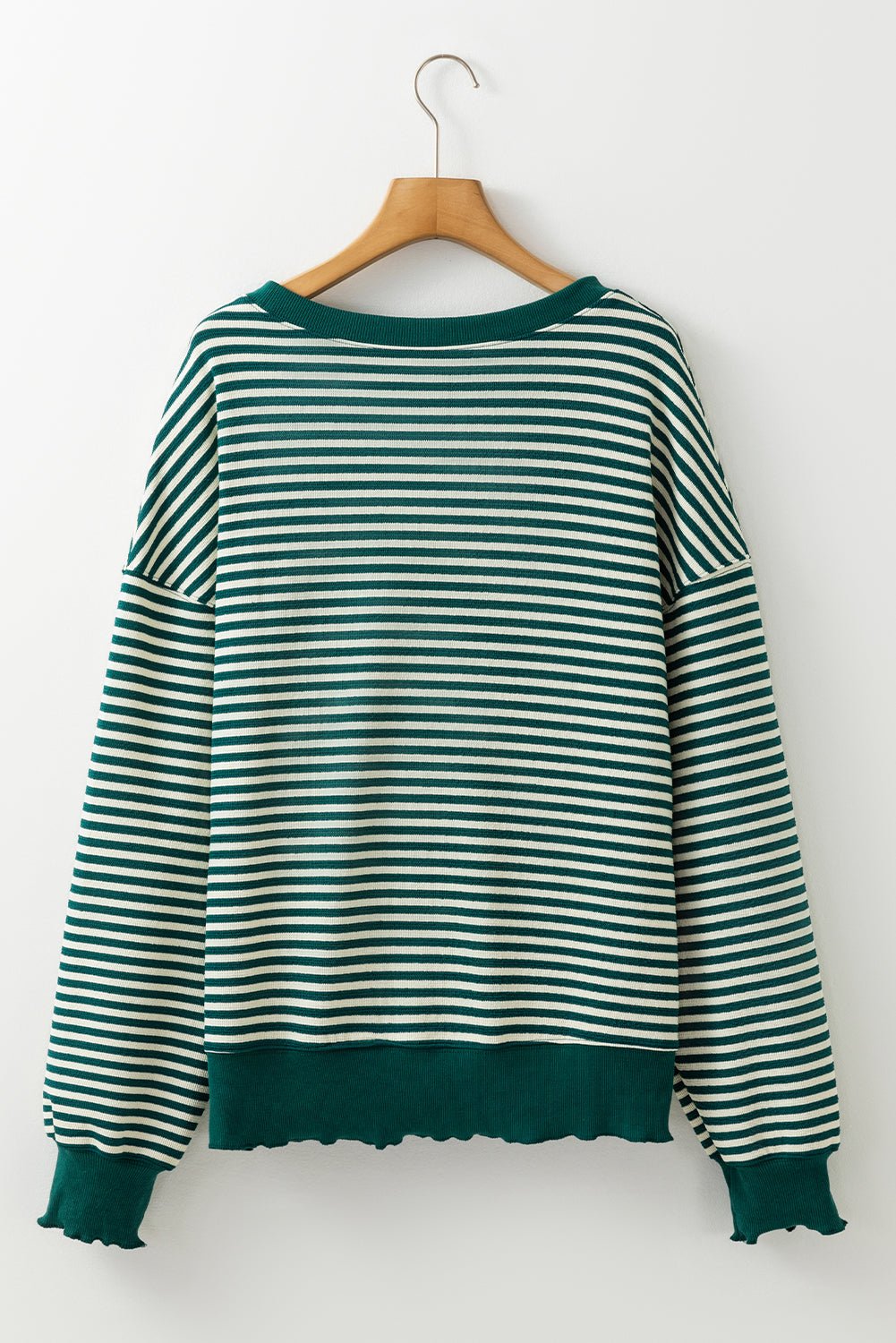 Stripe Drop Shoulder Long Sleeve Top - Rooted & Reckless Co.