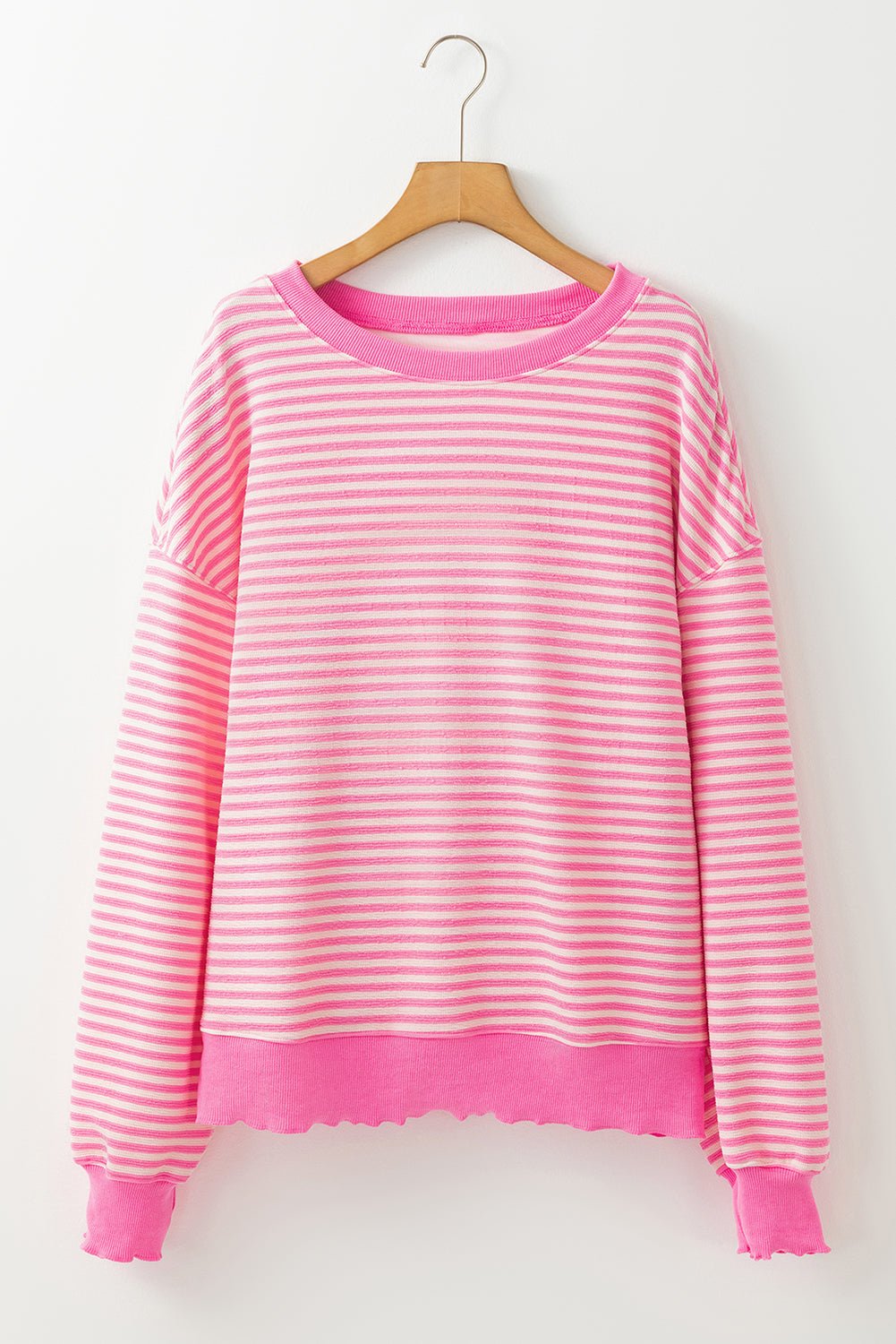 Stripe Drop Shoulder Long Sleeve Top - Rooted & Reckless Co.