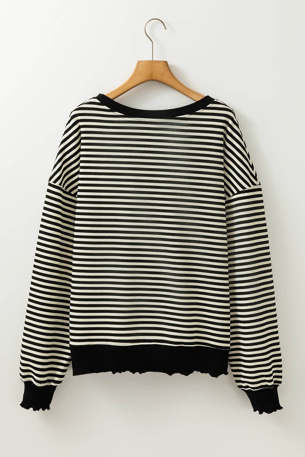 Stripe Drop Shoulder Long Sleeve Top - Rooted & Reckless Co.