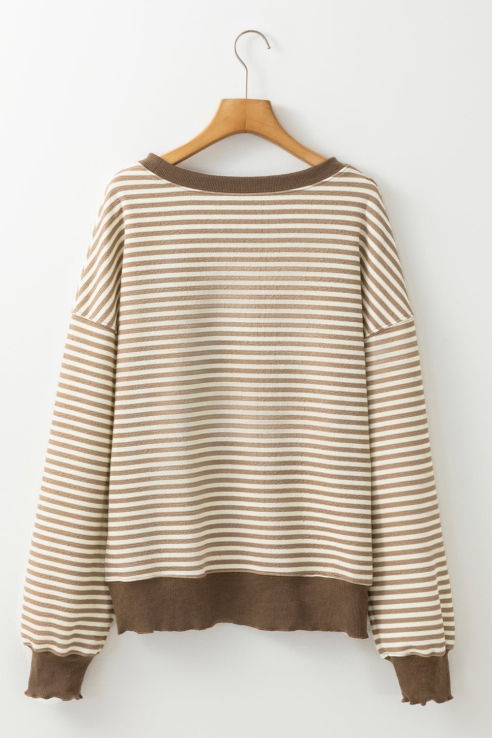 Stripe Drop Shoulder Long Sleeve Top - Rooted & Reckless Co.
