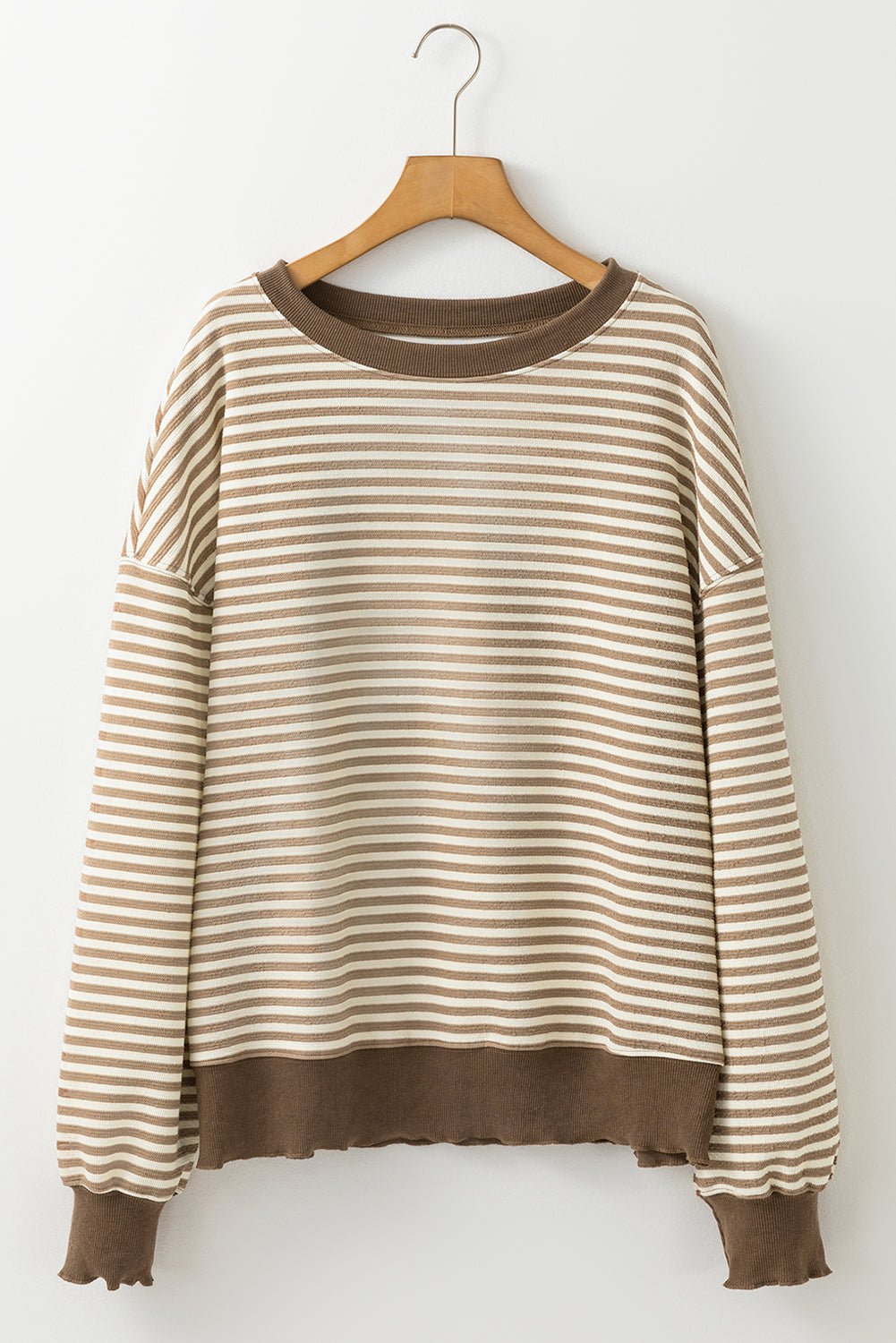 Stripe Drop Shoulder Long Sleeve Top - Rooted & Reckless Co.