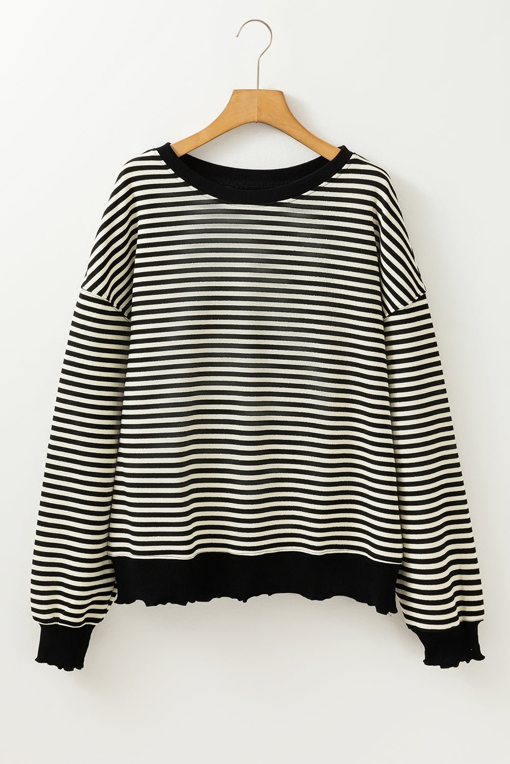 Stripe Drop Shoulder Long Sleeve Top - Rooted & Reckless Co.