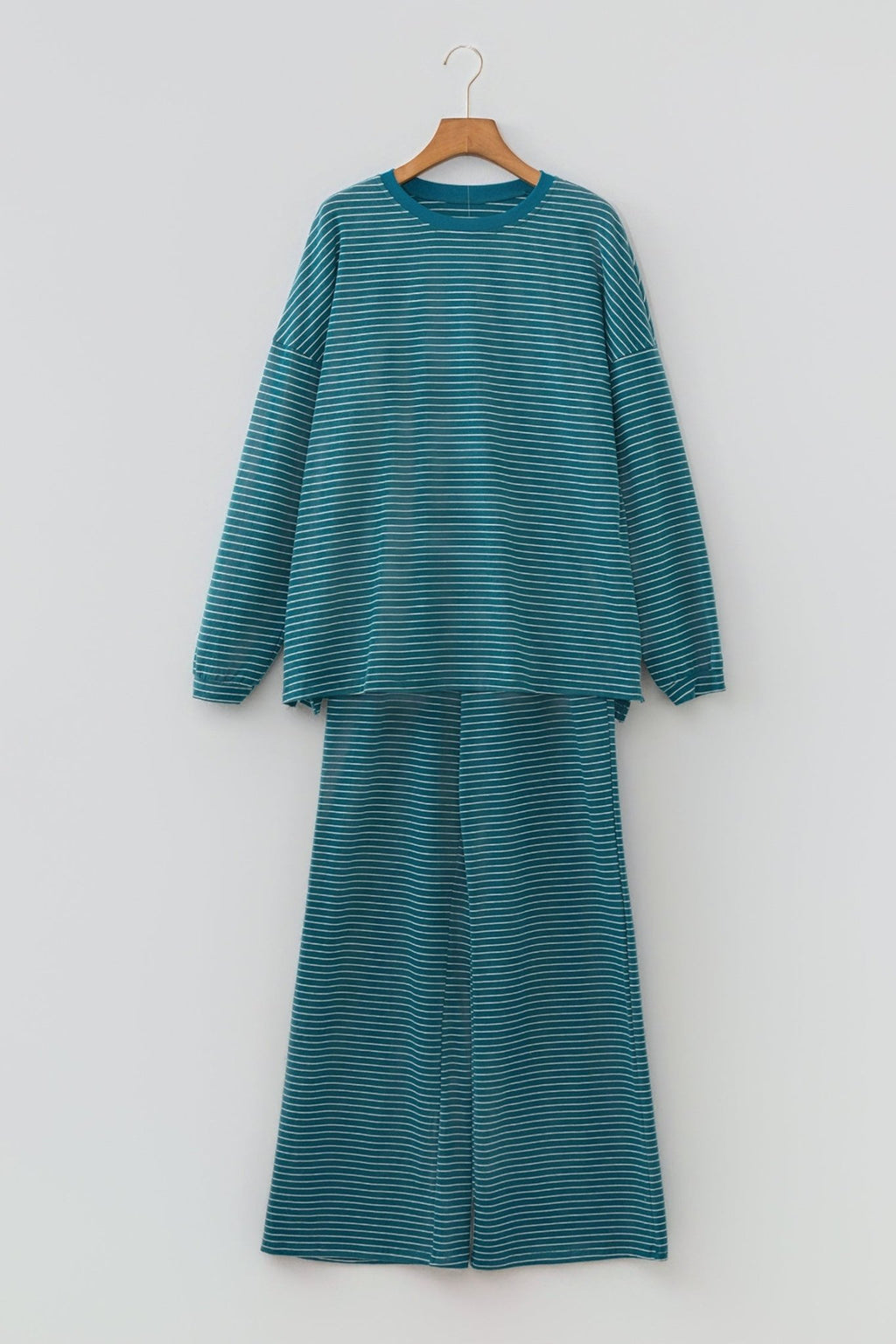 Stripe Drop Shoulder Long Sleeve Top & Pants Set - Rooted & Reckless Co.