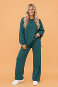 Stripe Drop Shoulder Long Sleeve Top & Pants Set - Rooted & Reckless Co.
