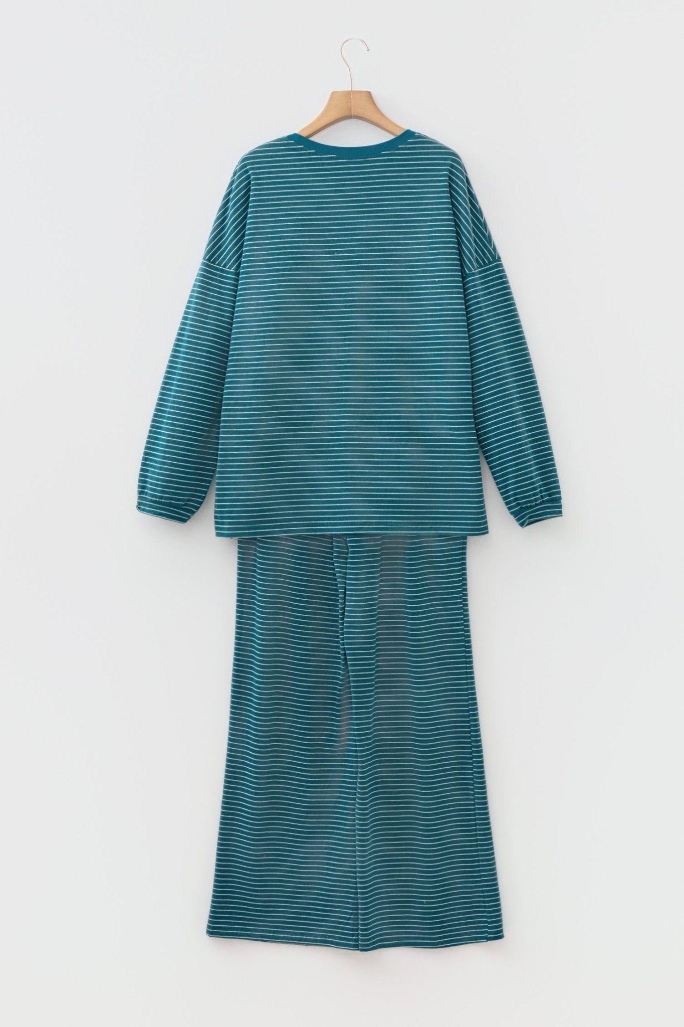 Stripe Drop Shoulder Long Sleeve Top & Pants Set - Rooted & Reckless Co.