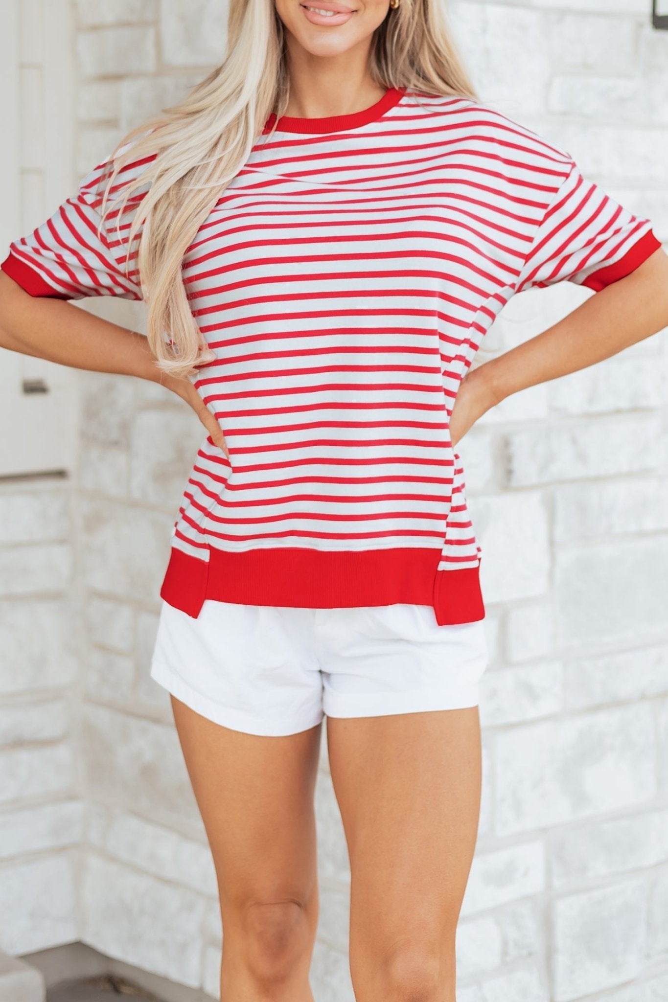Stripe Drop Shoulder Short Sleeve T-Shirt - Rooted & Reckless Co.