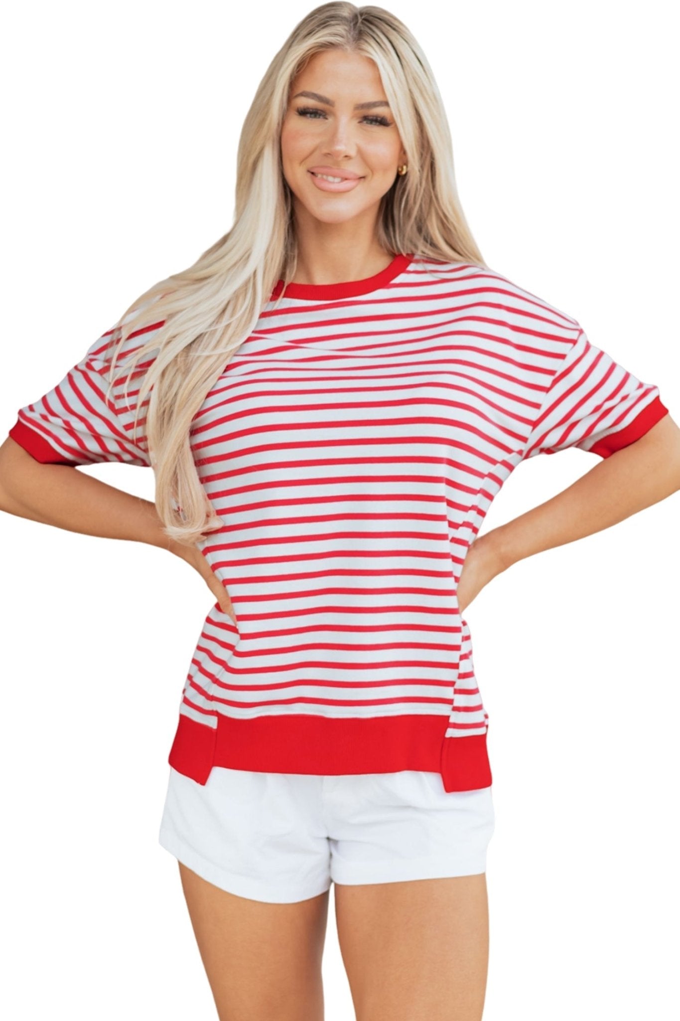 Stripe Drop Shoulder Short Sleeve T-Shirt - Rooted & Reckless Co.