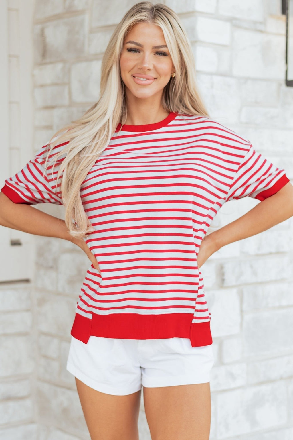 Stripe Drop Shoulder Short Sleeve T-Shirt - Rooted & Reckless Co.