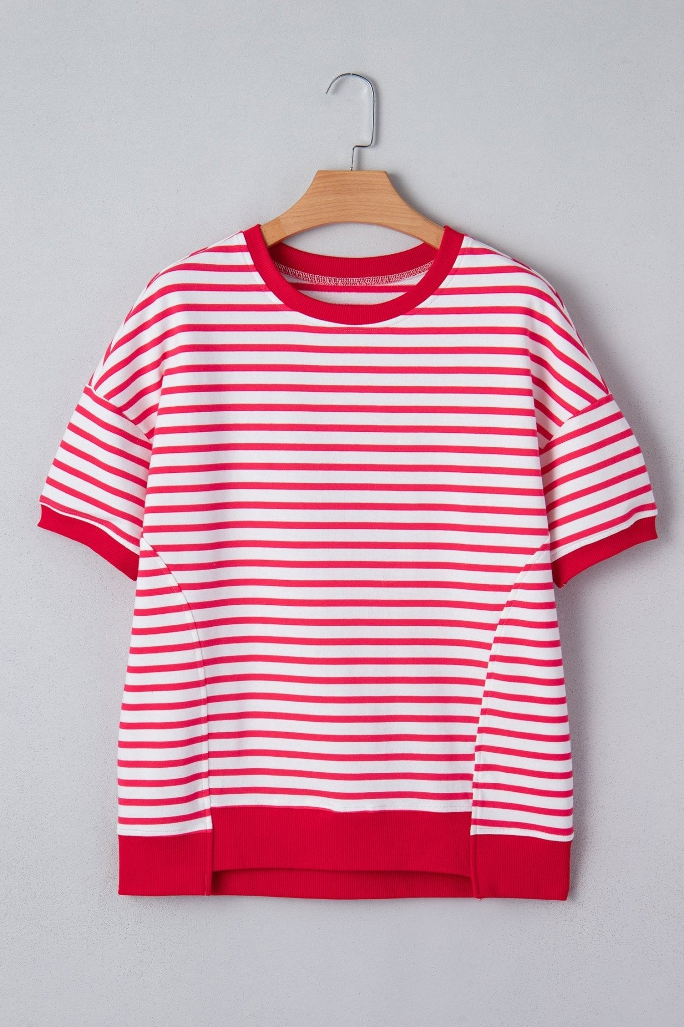Stripe Drop Shoulder Short Sleeve T-Shirt - Rooted & Reckless Co.