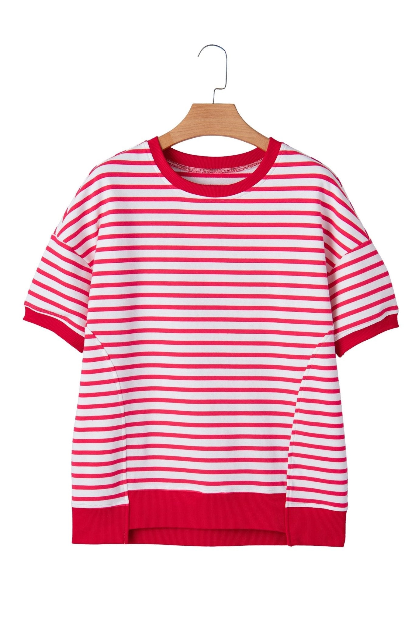 Stripe Drop Shoulder Short Sleeve T-Shirt - Rooted & Reckless Co.
