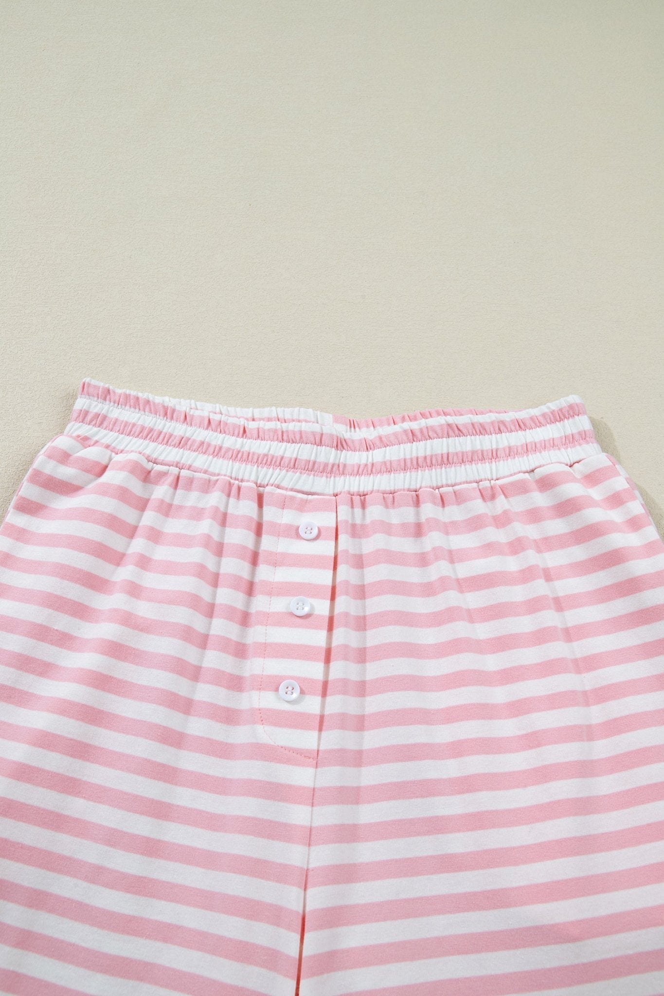 Stripe Drop Shoulder Top & Buttoned Pants Set - Rooted & Reckless Co.