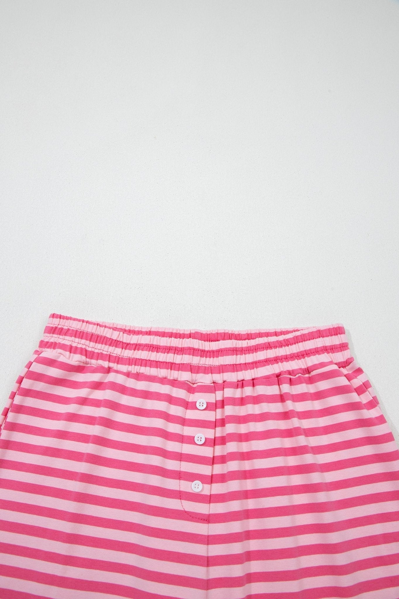 Stripe Drop Shoulder Top & Buttoned Pants Set - Rooted & Reckless Co.