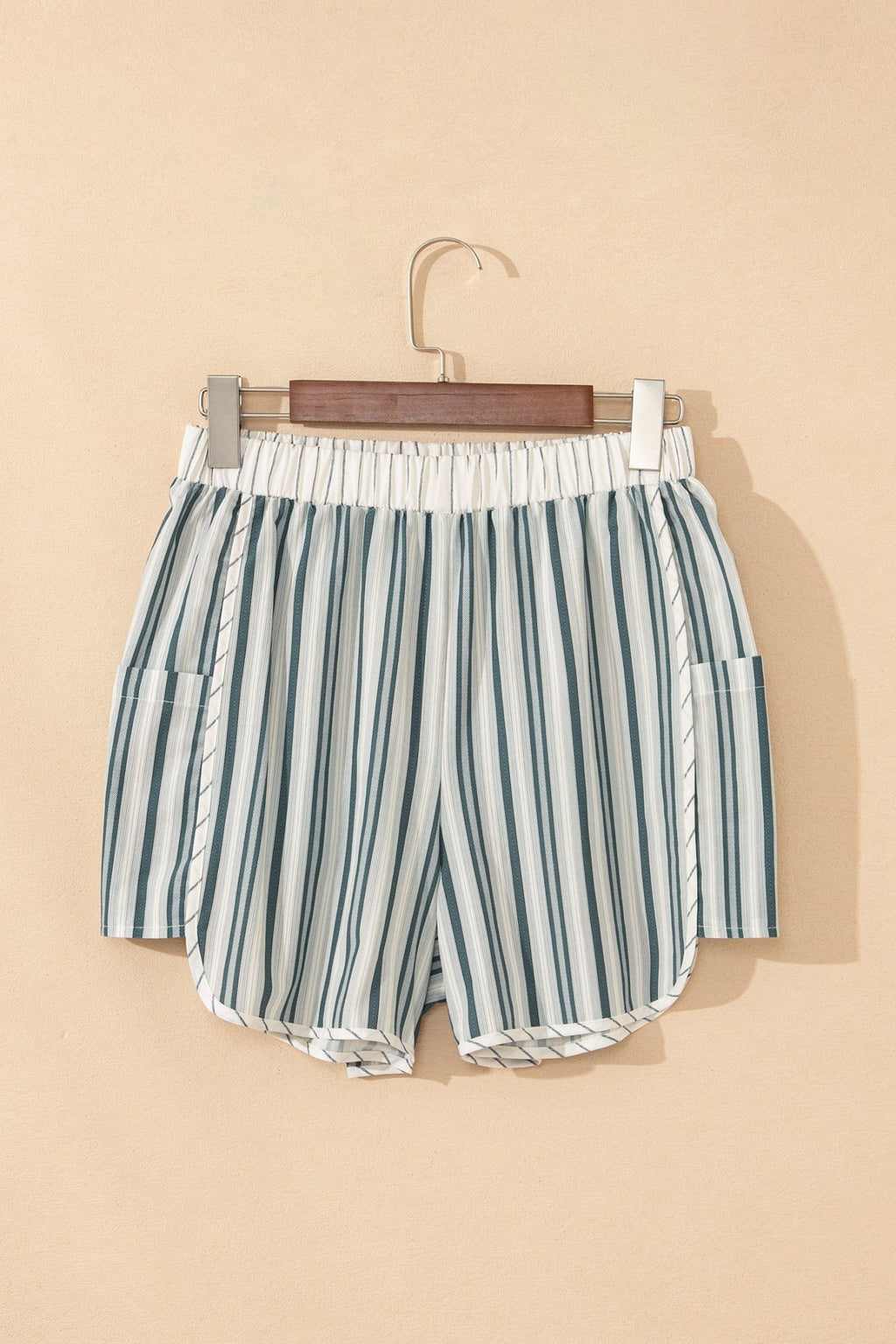 Stripe Elastic High Waist Cargo Pocket Shorts - Rooted & Reckless Co.