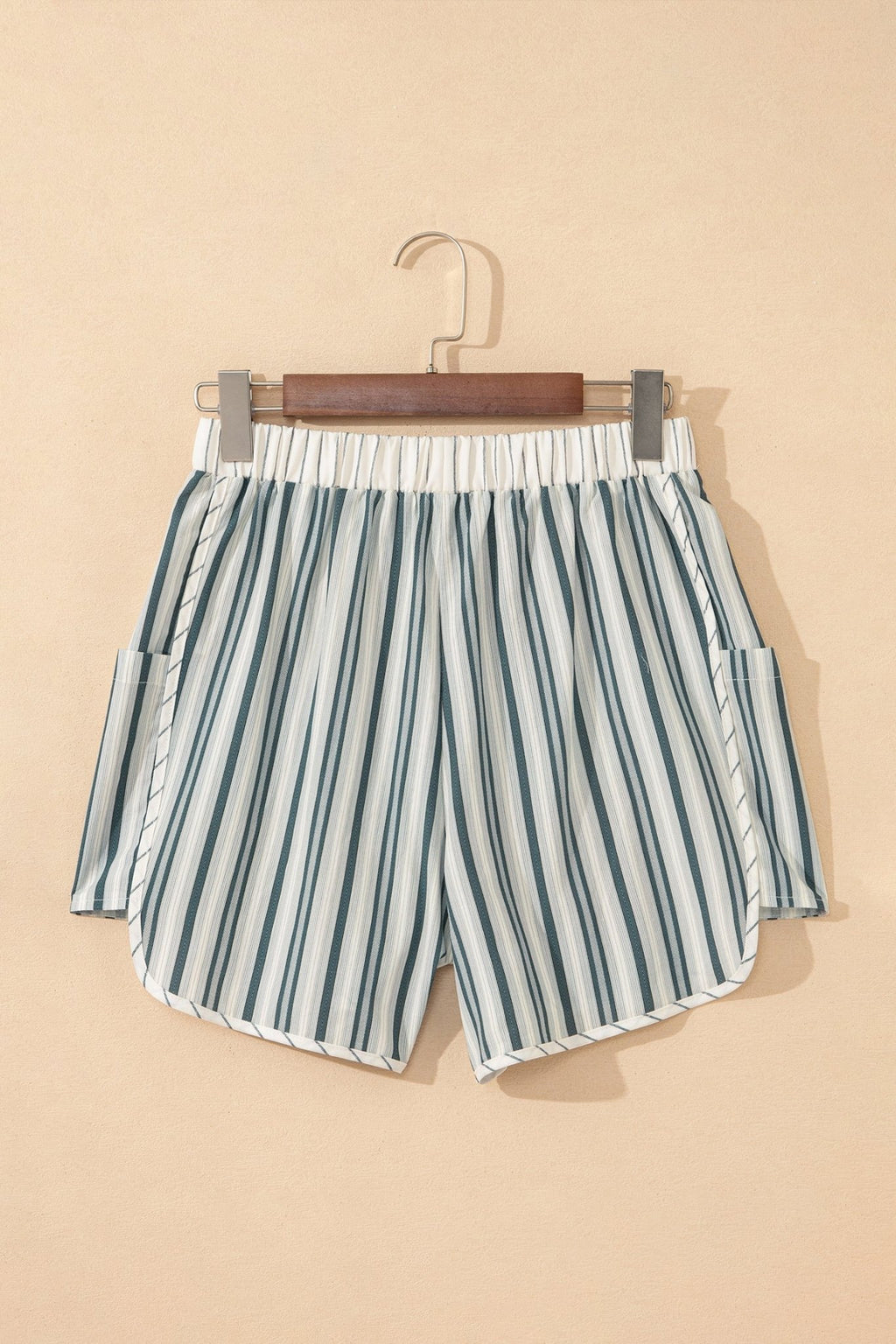 Stripe Elastic High Waist Cargo Pocket Shorts - Rooted & Reckless Co.