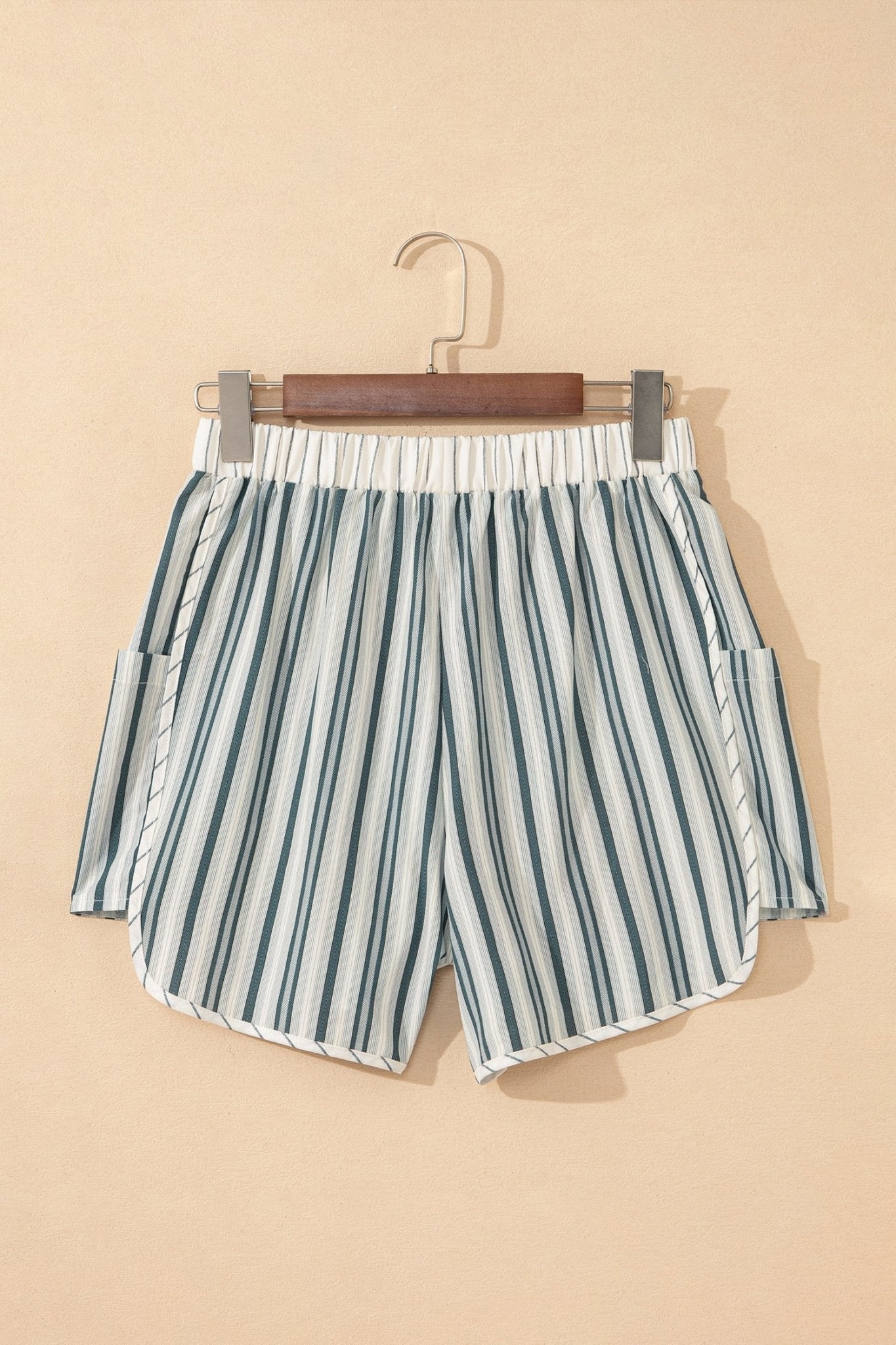 Stripe Elastic High Waist Cargo Pocket Shorts - Rooted & Reckless Co.