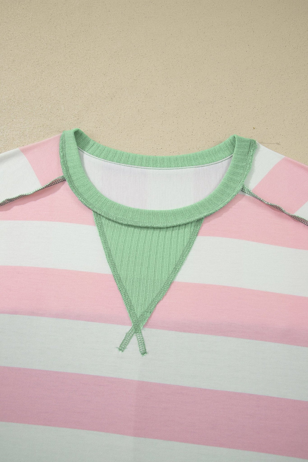 Stripe Exposed Seam Ribbed Patchwork Oversized Tee - Rooted & Reckless Co.
