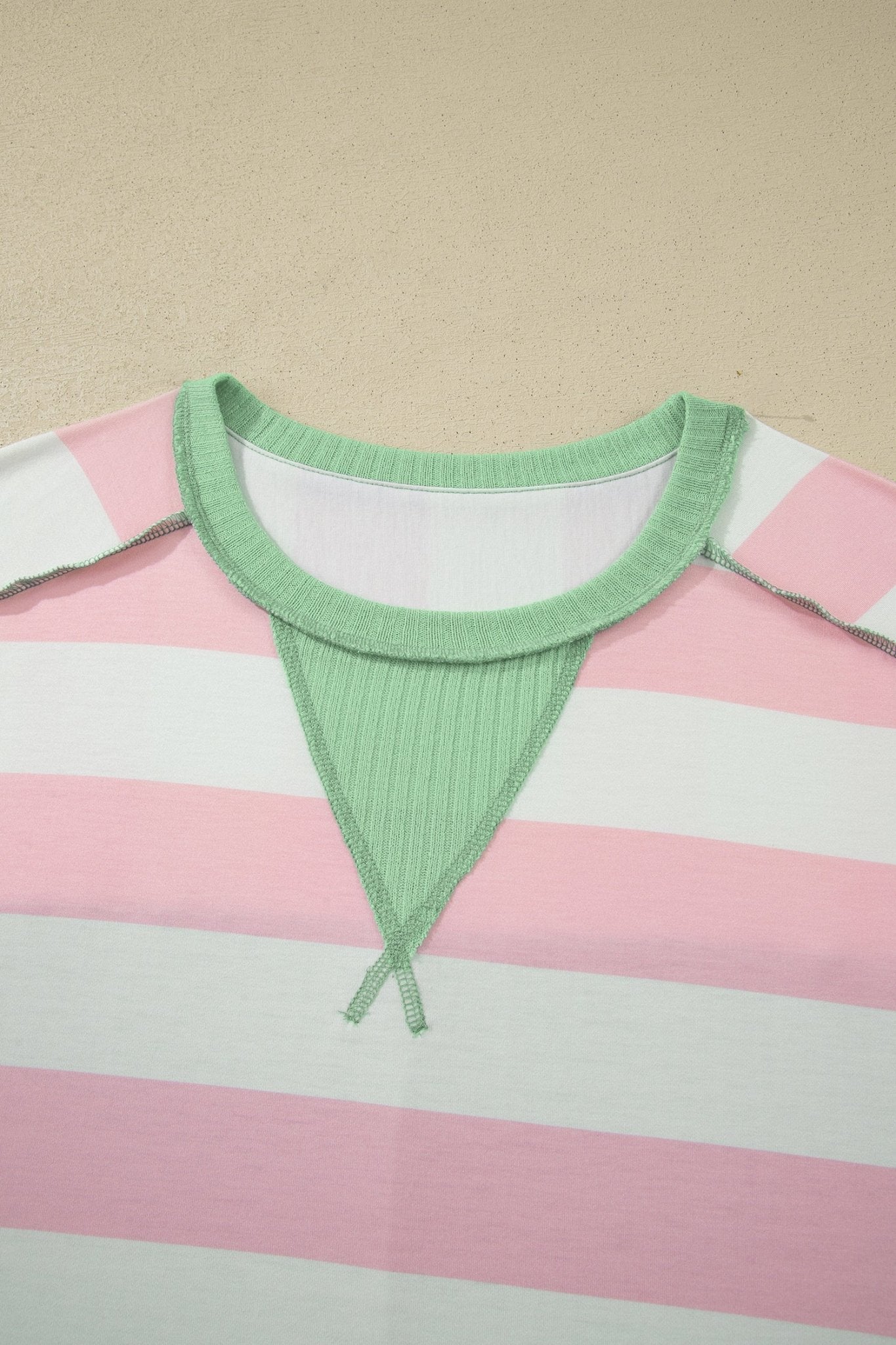 Stripe Exposed Seam Ribbed Patchwork Oversized Tee - Rooted & Reckless Co.